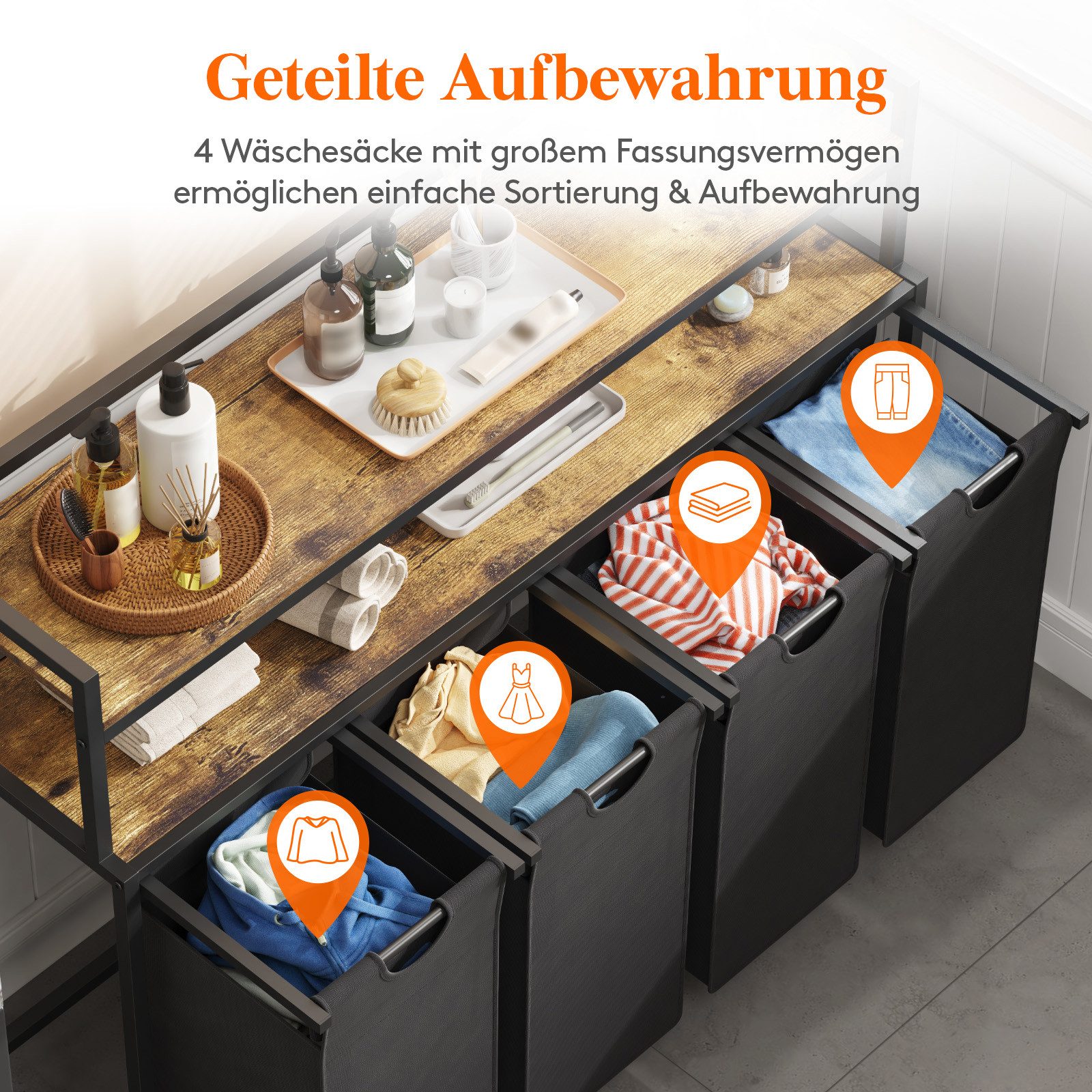 Lifewit Wäschebox Ausziehbarer Wäschekorb-Organizer mit 2 günstig online kaufen