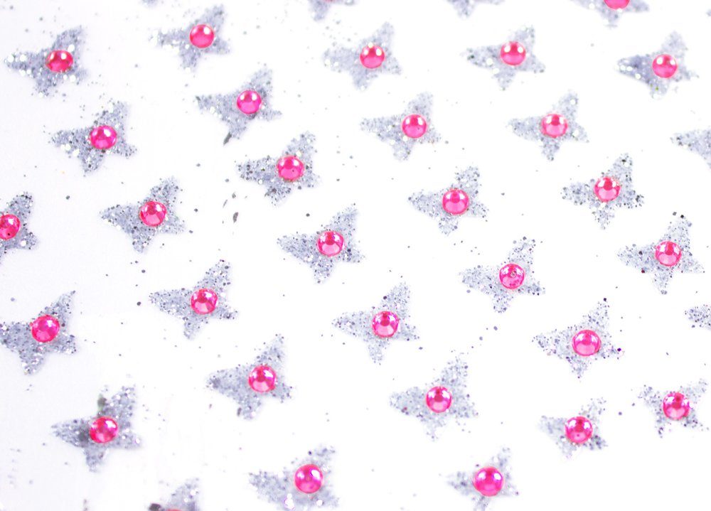 Das Kostümland Strass-Tattoo Glitzer Sticker für Gesicht und Haar, Pink - Selb