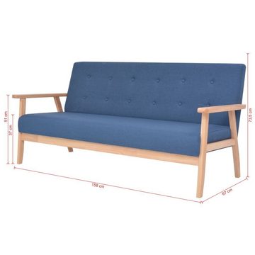 vidaXL Sofa 3-Sitzer-Sofa Stoff Blau Couch