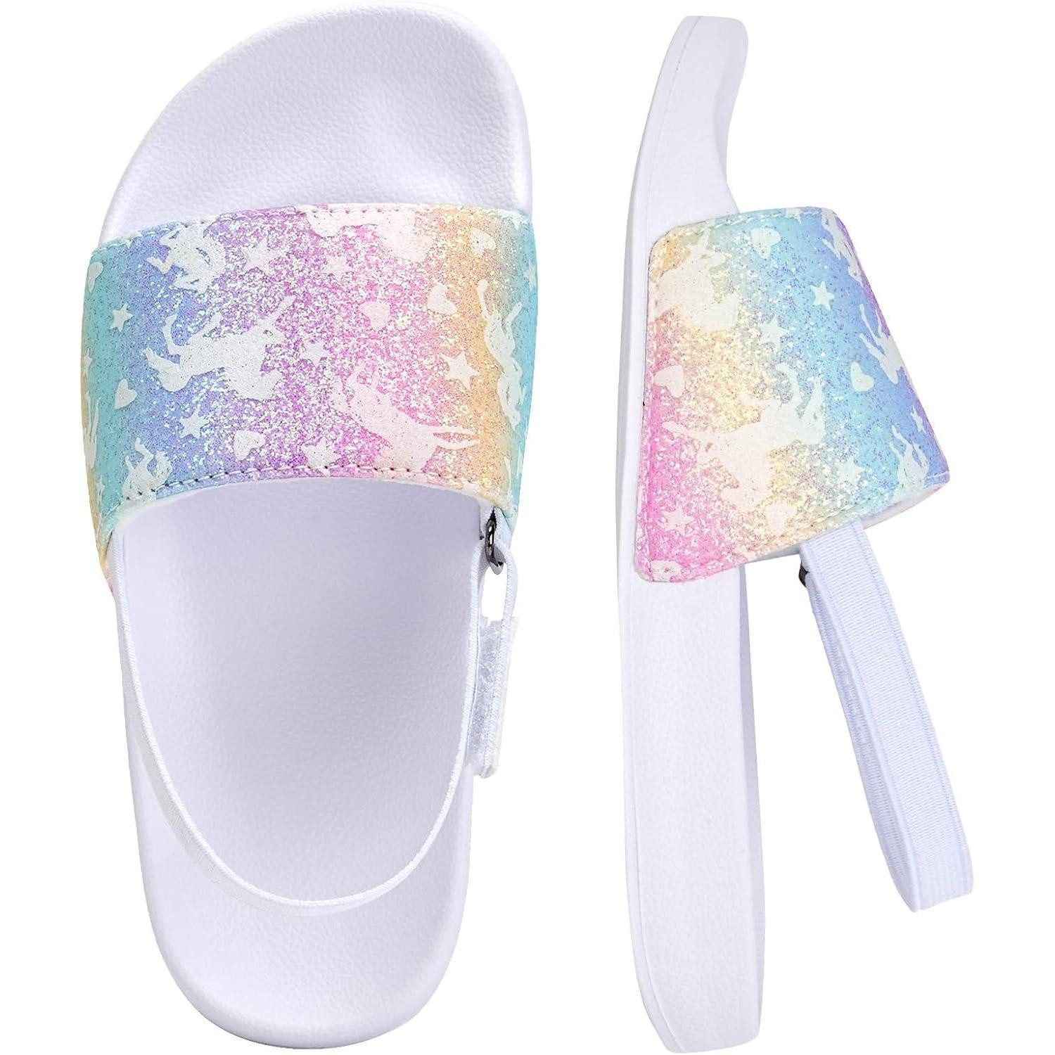 Badeschlappen Kinder Unisex Badesandalen Regenbogen Einhorn 28 29 EU Badesandale