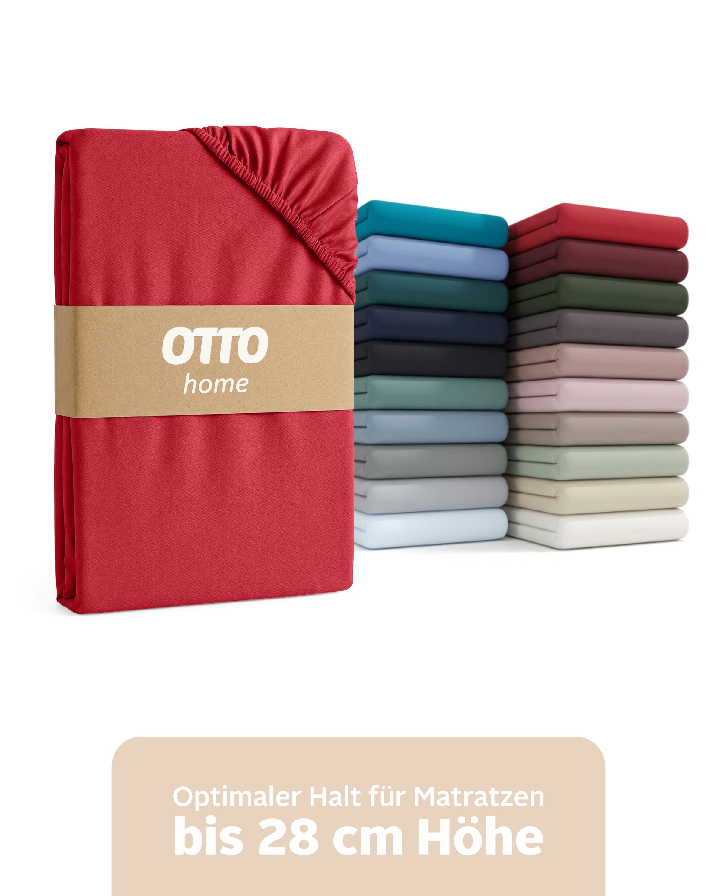 OTTO home Spannbettlaken BLACKBERRY in PREMIUM und BASIC Qualität, 100% Baumwolle, Jersey (160 g/m), Gummizug: rundum, (1 Stück), für hohe Matratzen bis 28 cm, Bettlaken, Spannbetttuch, Boxspring