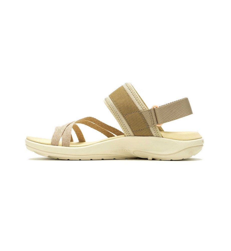 Merrell District 4 Backstrap (aus Vollnarbenleder) khaki/beige Damen Sandale