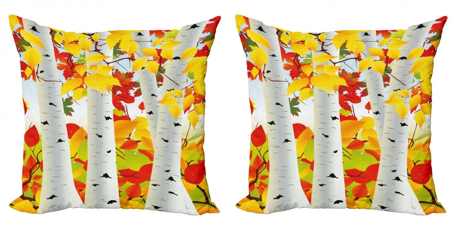 Kissenbezüge Modern Accent Doppelseitiger Digitaldruck, Abakuhaus (2 Stück), Fallen Herbst-Szene mit Blättern