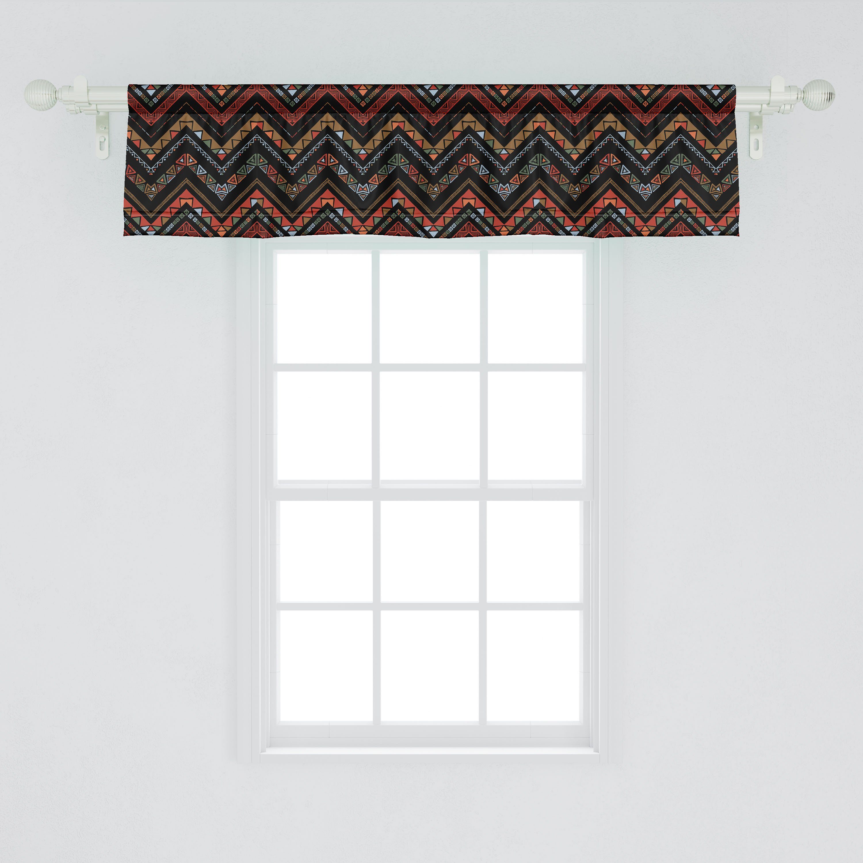 Scheibengardine Vorhang Chevron Volant mit Microfaser, Zigzag Stangentasche, Kunst Aztekisch Küche Schlafzimmer Abakuhaus, für Dekor Ethnical