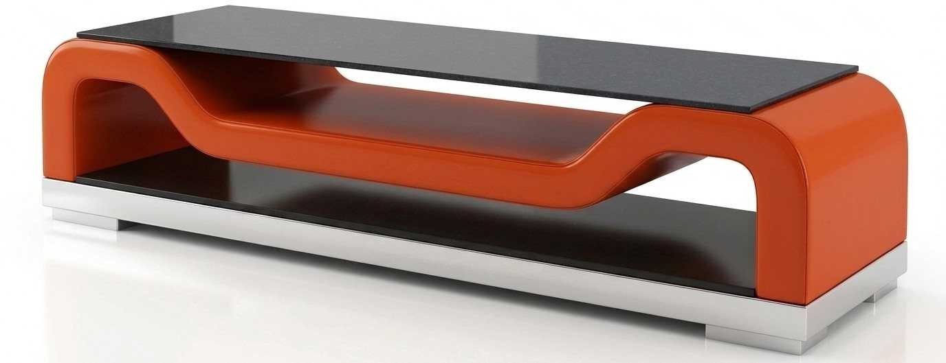 Xlmoebel Lowboard Orange TV Möbel Kunstleder Holz Multimedia Konsole Wohnzimmer Luxus (TV-Lowboard, 1 St., 1-tlg), LED beleuchtet