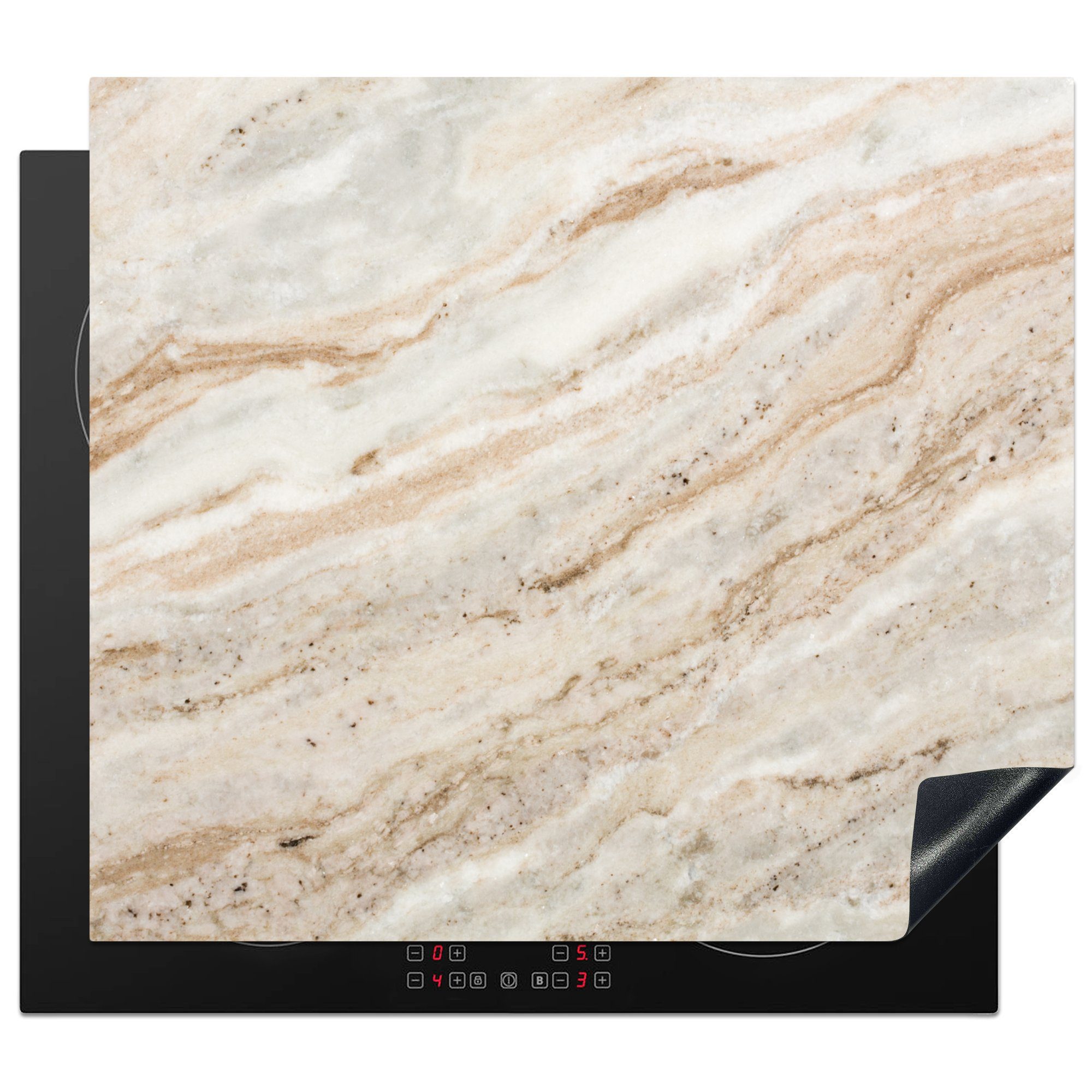 MuchoWow Herdblende-/Abdeckplatte Marmor - Steine - Quarz - Textur, Vinyl, (1 tlg), 59x52 cm, Ceranfeldabdeckung für die küche, Induktionsmatte
