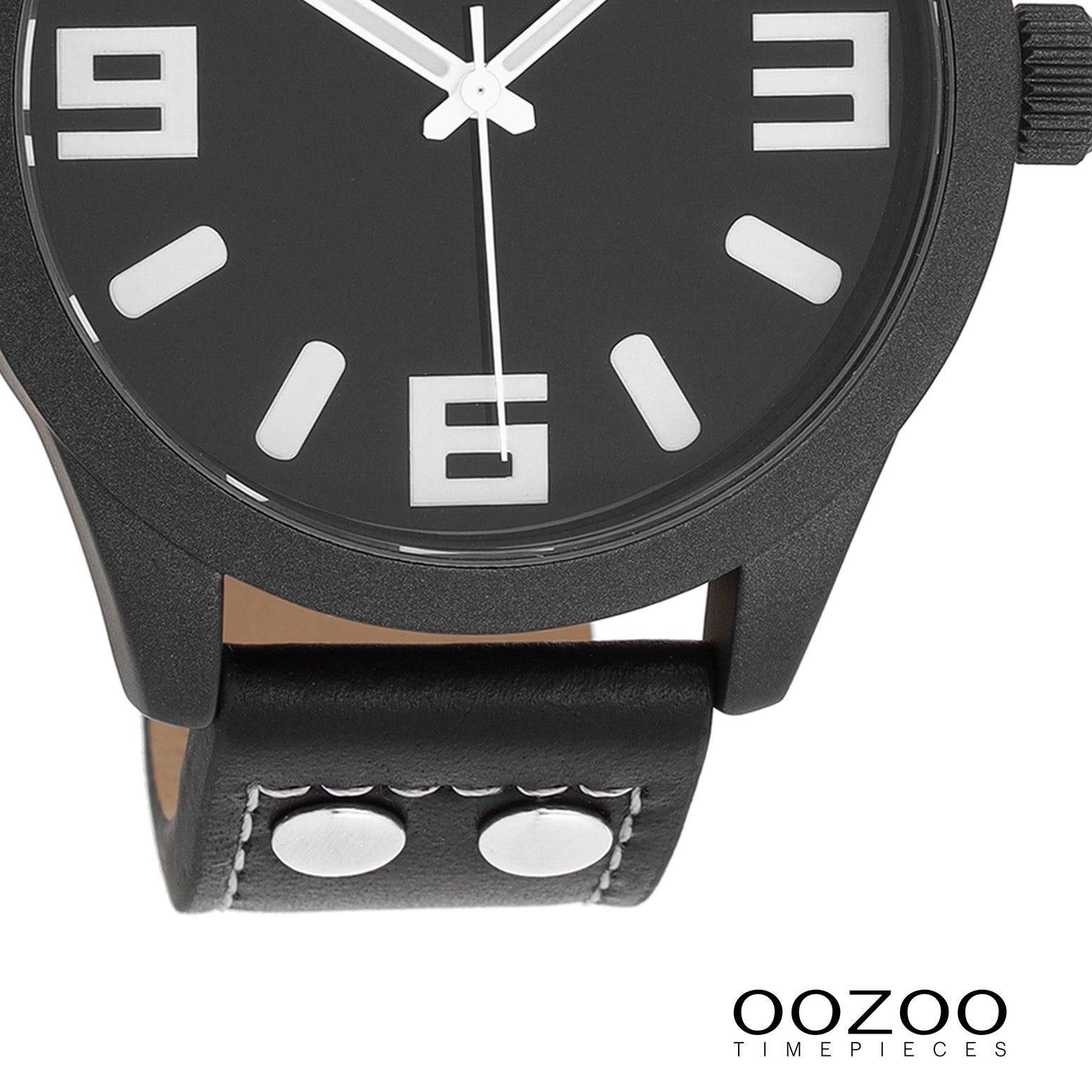 OOZOO Quarzuhr Oozoo Unisex Armbanduhr OOZOO Timepieces, (Analoguhr), Damen, Herrenuhr rund, groß (ca. 46mm) Lederarmband, Fashion-Style