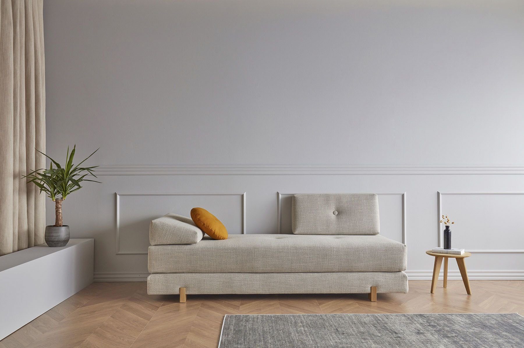INNOVATION LIVING ™ Stapelliege Sigmund 579 Indu, Breite 200, Tiefe 80cm, Füße Eichenholz lackiert, Daybed mit zwei Federkernmatratzen, Fußteil Eiche natur