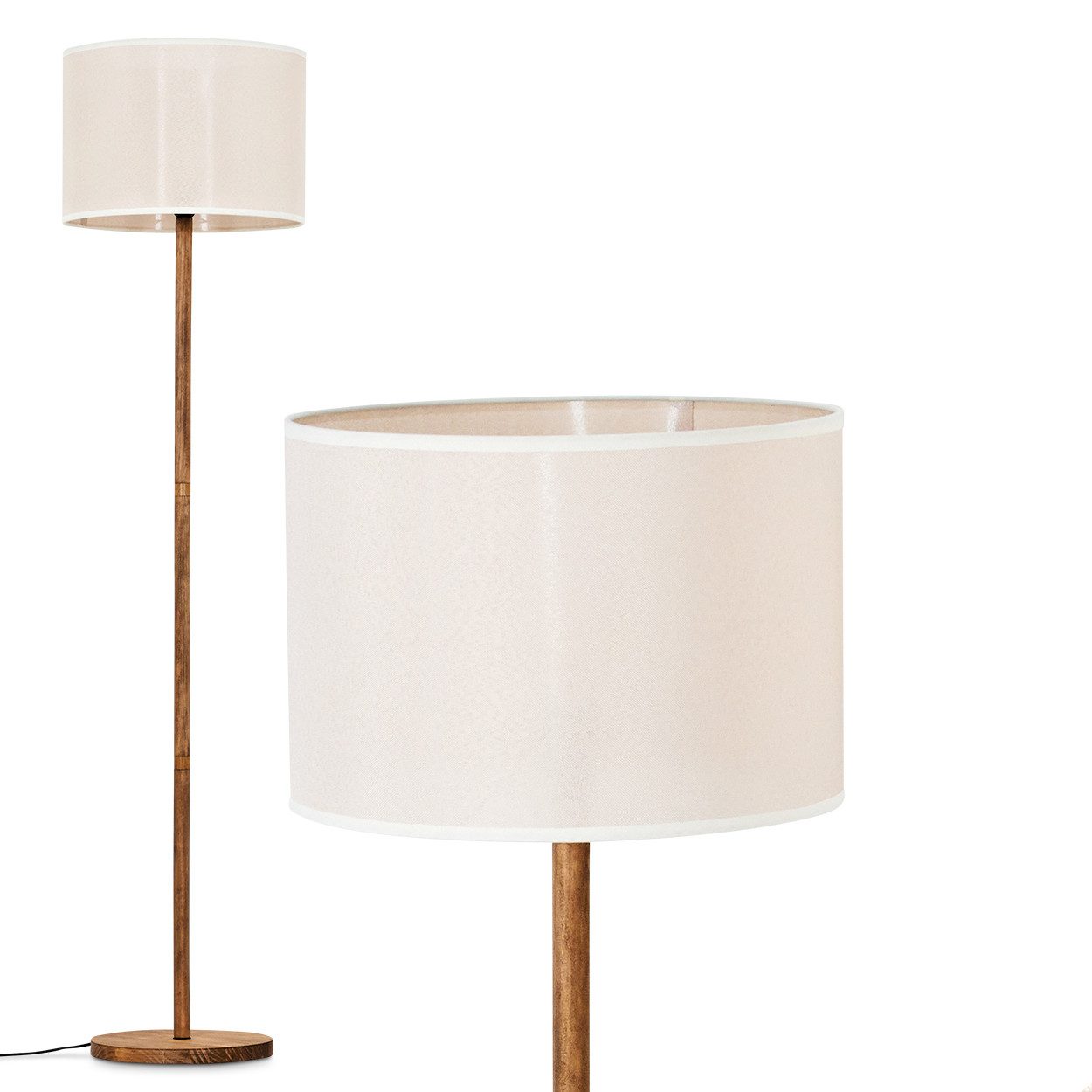 hofstein Stehlampe moderne Stehlampe aus Holz/Stoff in Naturfarben/Beige/We günstig online kaufen
