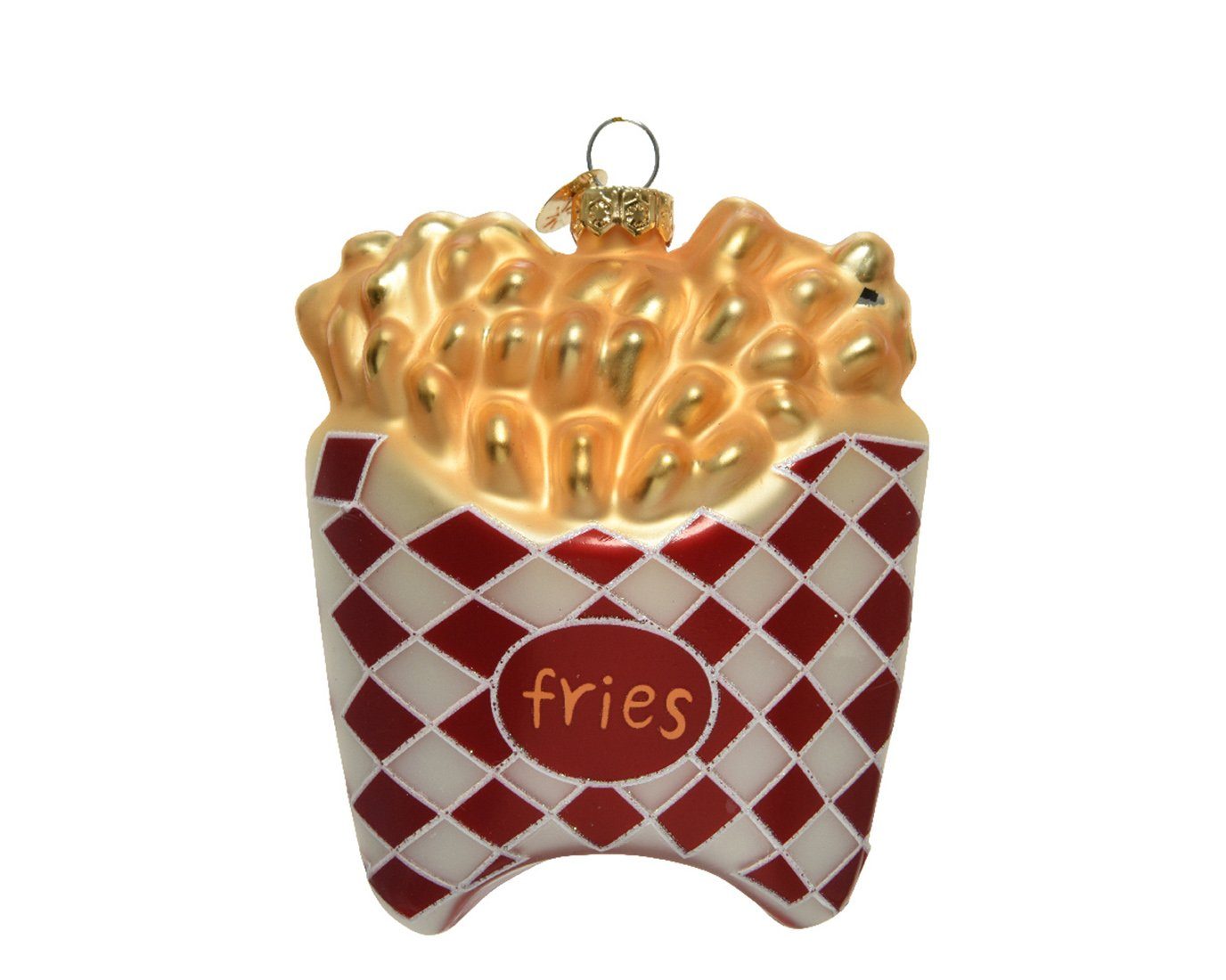 Decoris season decorations Christbaumschmuck, Christbaumschmuck Glas Pommes frites 11cm rot