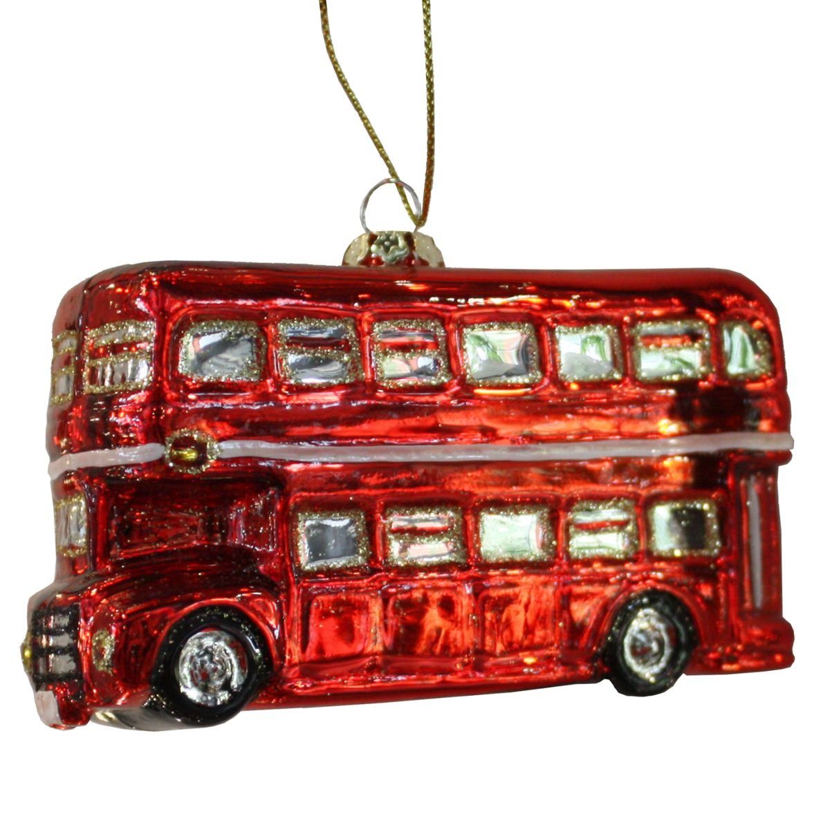 INGE-GLAS® Christbaumschmuck (1-tlg) London Weihnachts-Hänger Doppeldecker-Bus INGE-GLAS