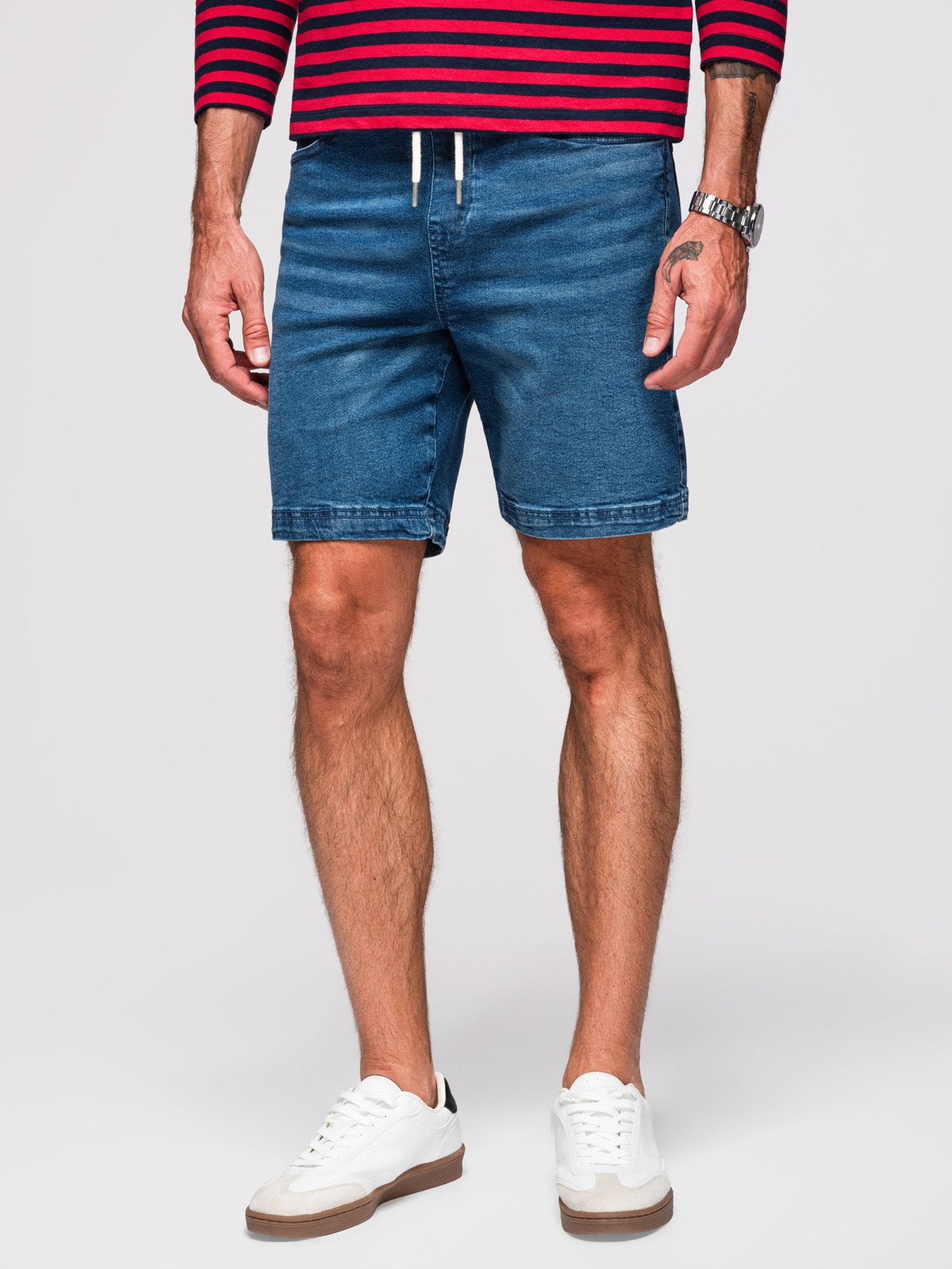 Jeansshorts Herren Denim Shorts mit elastischem Bund Indigo M