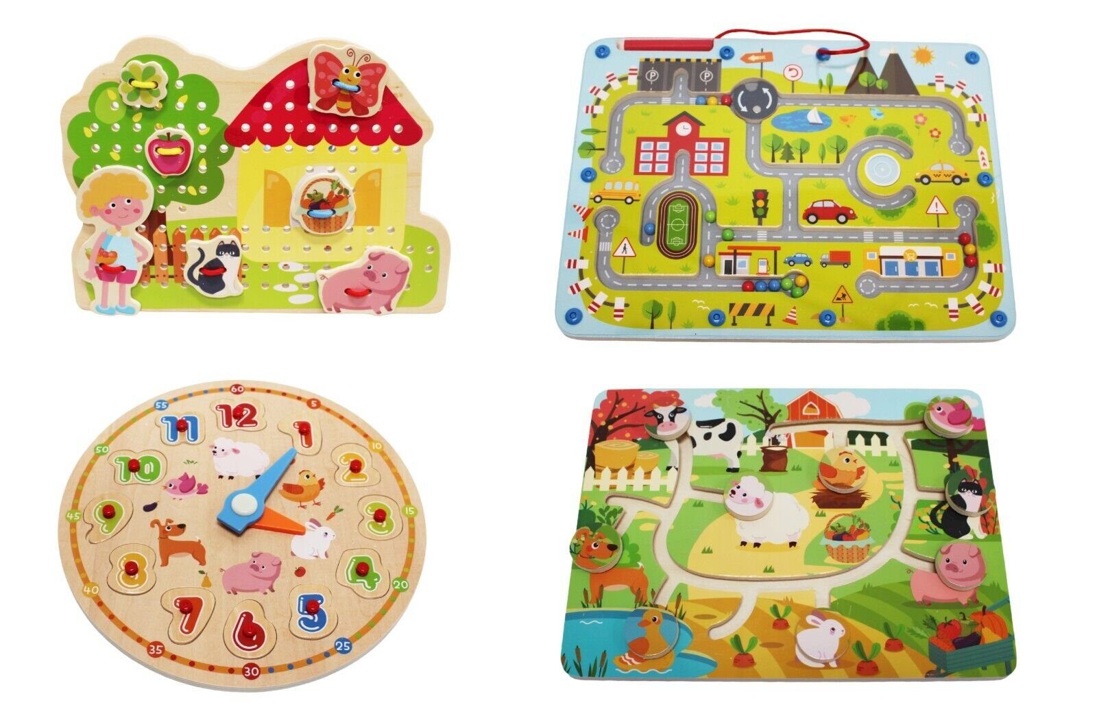 Lernspielzeug Kinder Holzspielzeug Lernspielzeug Puzzle Spielzeug Sortierspiel Holz (4-St)