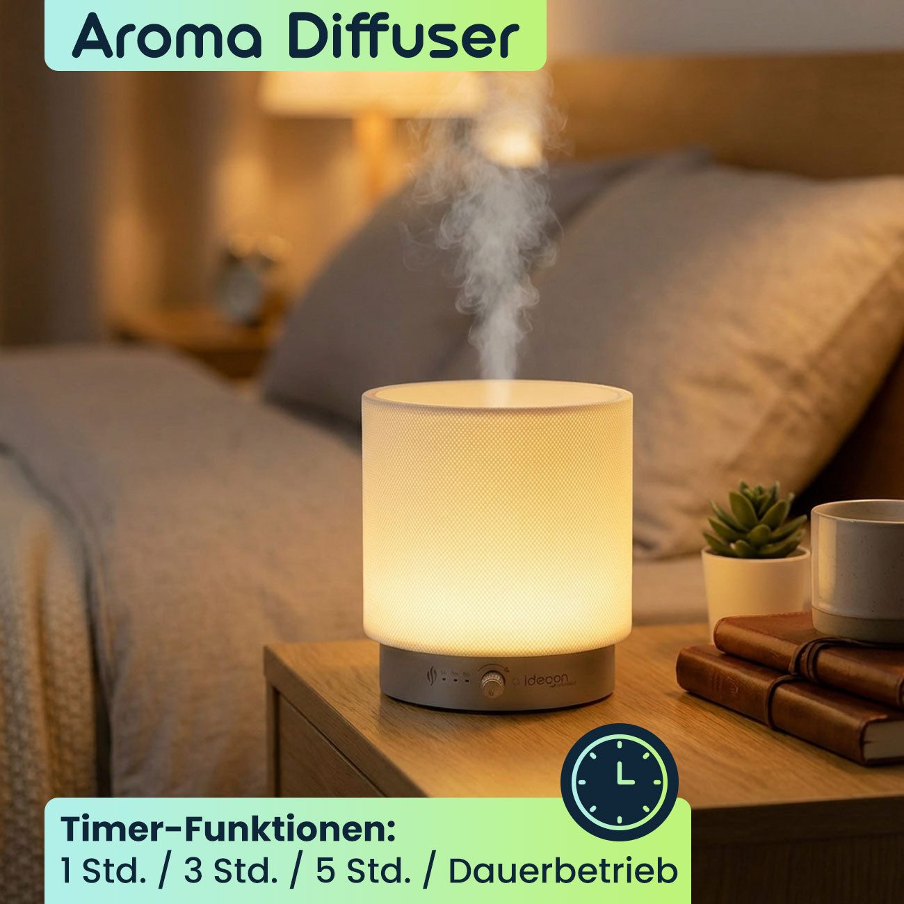 shop'n smile ideoon Diffuser Aroma Diffuser 140ml LED Beleuchtung dimmbar Elektrische Duftlampe 12W