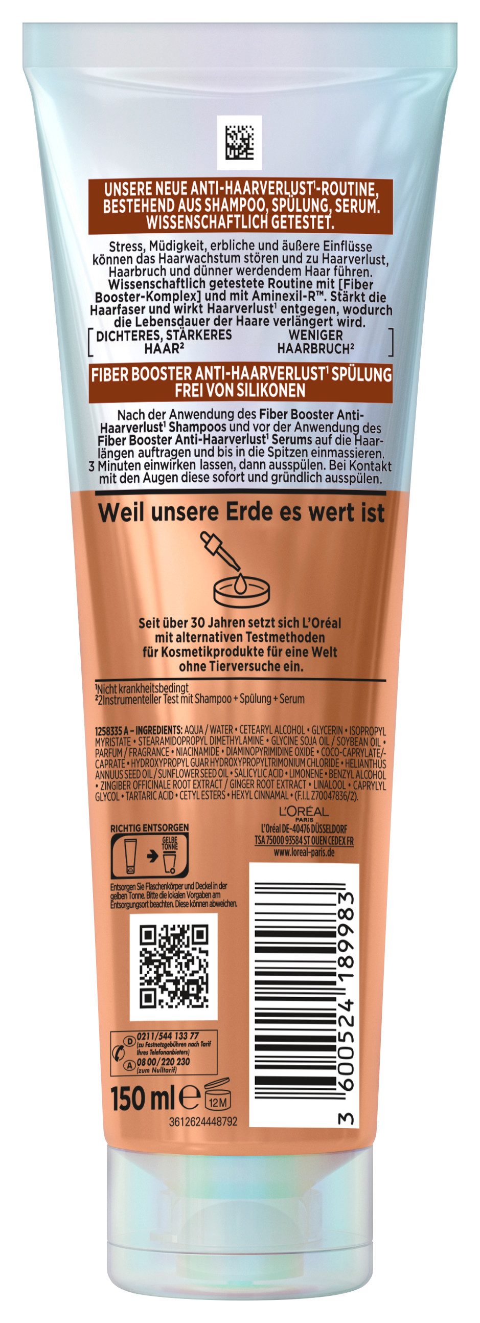 L'ORÉAL PARIS Haarspülung L'Oréal Paris Elvital Fiber Booster Spülung, Reduziert Haarverlust und Haarbruch und stärkt das Haar