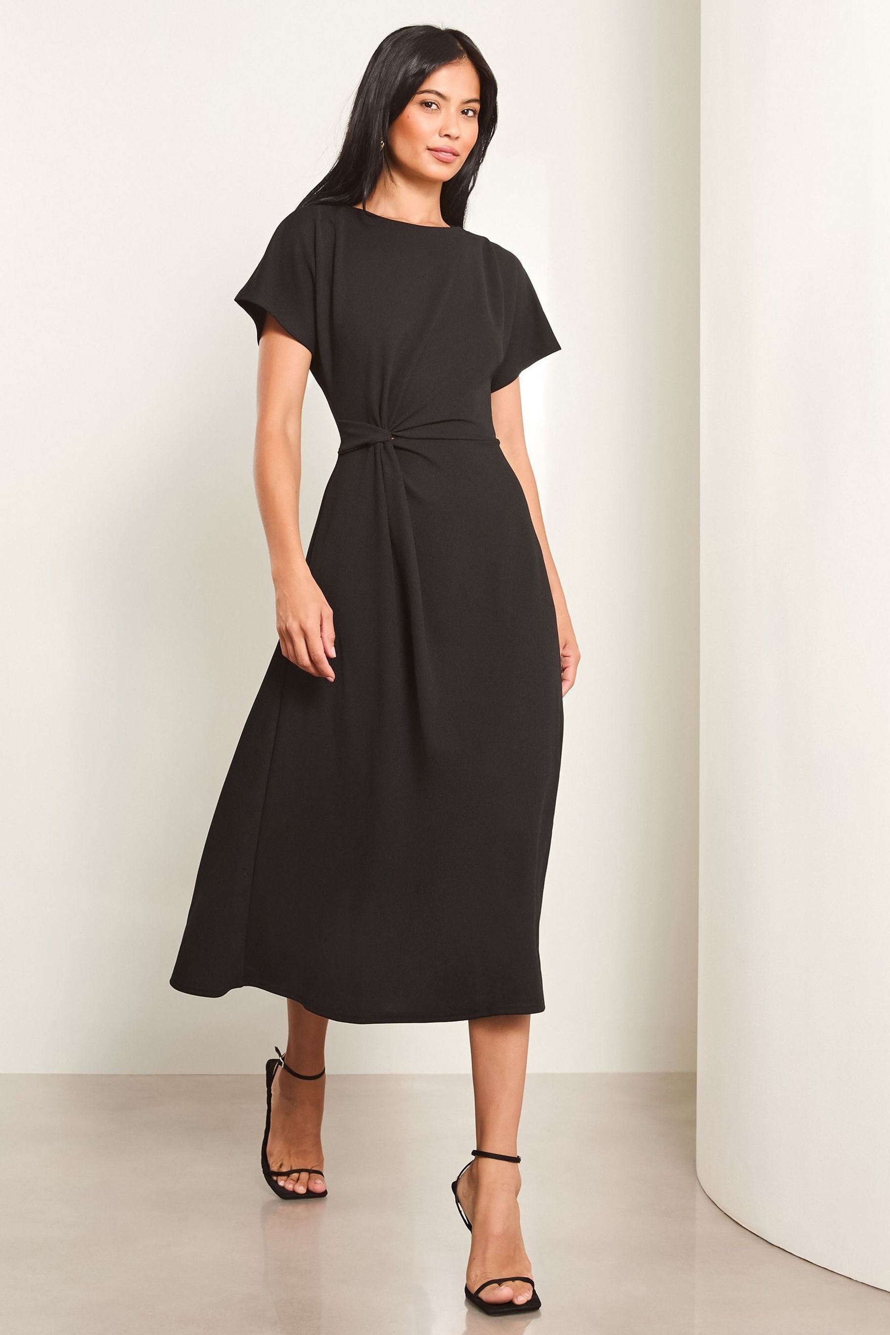 LIPSY Midikleid Lipsy Midikleid mit seitlichem Knoten, Kurzgröße (1-tlg)