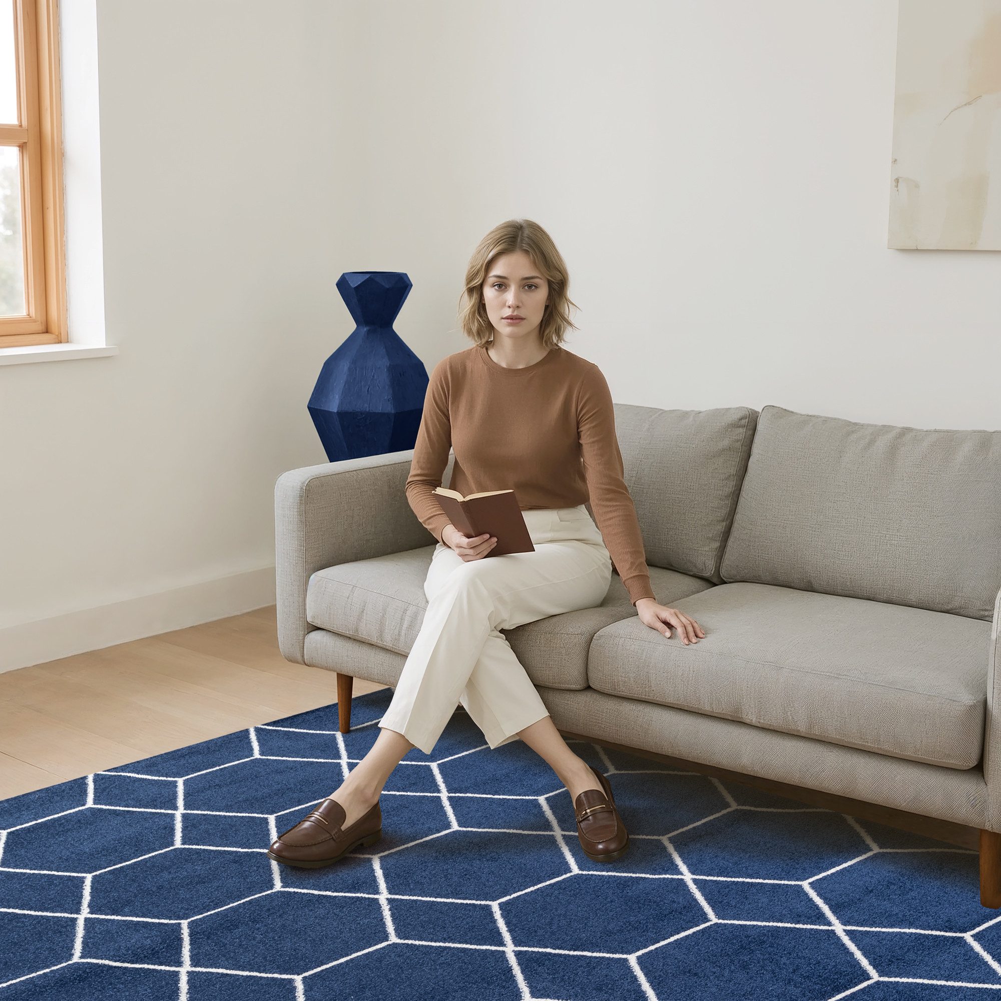 Sanat Teppich Trellis, rechteckig, Höhe: 10 mm, Kurzflor, skandi, boho, auch als Läufer und in rund