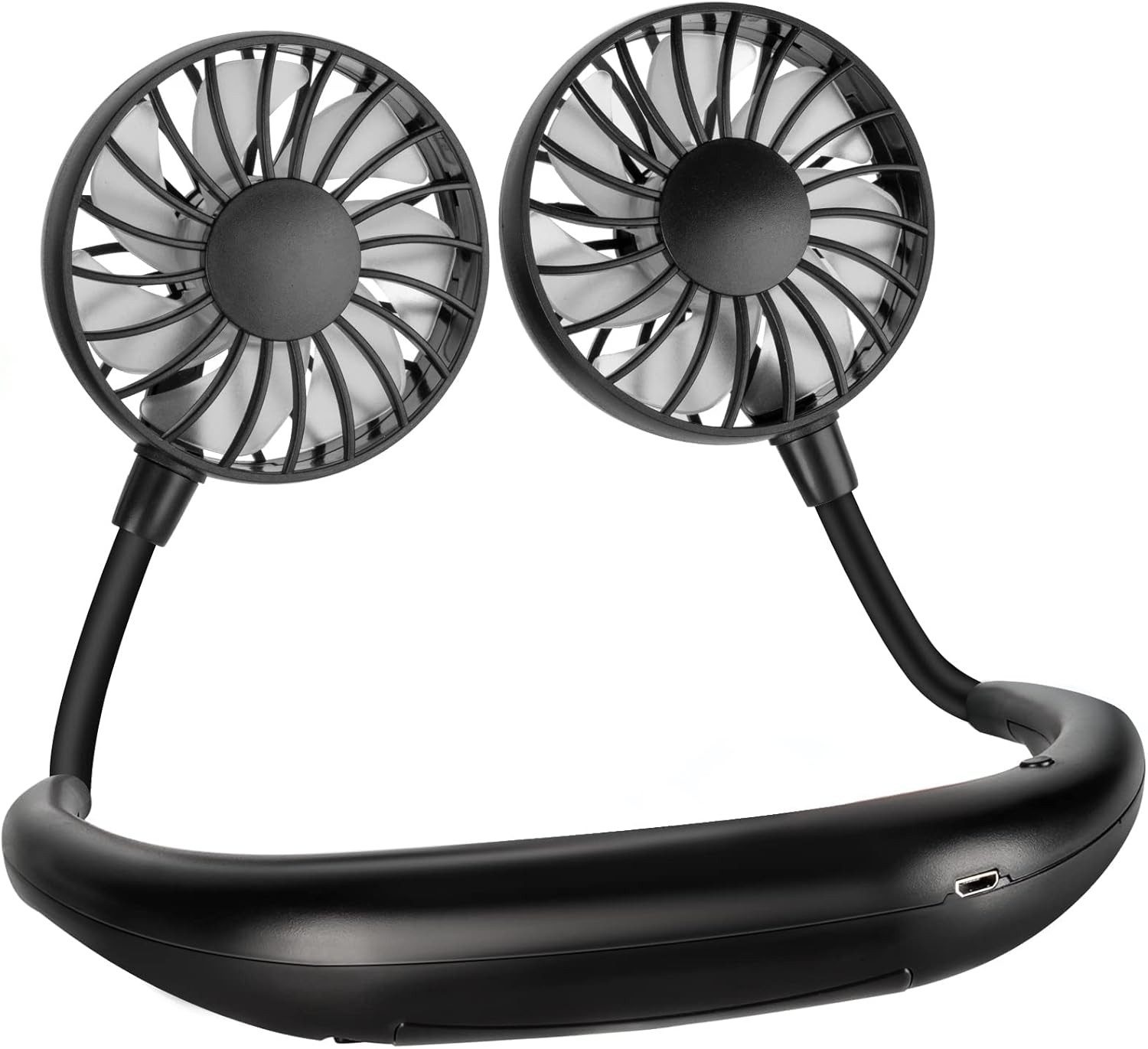 FELIXLEO Mini USB-Ventilator Nackenventilator 2000mAh USB leise tragbar Outdoor Schwarz