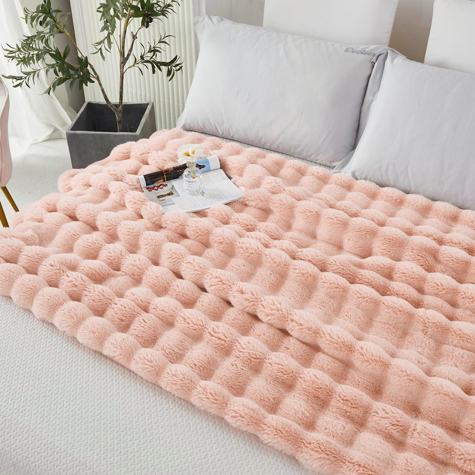Überwurf Plüsch Kuscheldecke Flauschig Decke, Super Weiche Kuschelige, Sunicol, Kaninchen Kunstfell Warme Sofaüberwurf für Couch Bett Sofa
