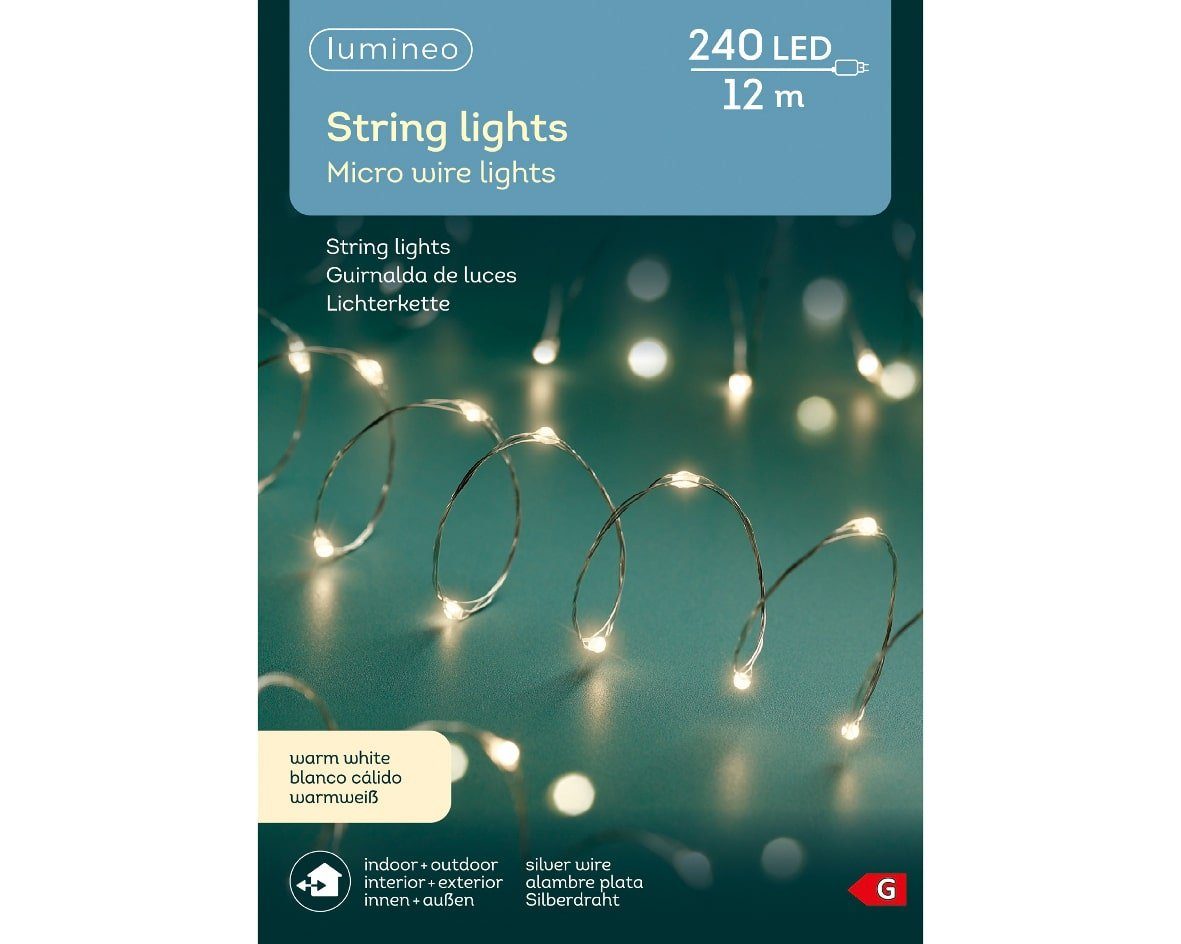 Lumineo LED-Lichterkette »Lichterkette Micro-LED 240 LED's 12 m warm weiß,  silberner Draht«, Indoor & Outdoor, Stringh Lights