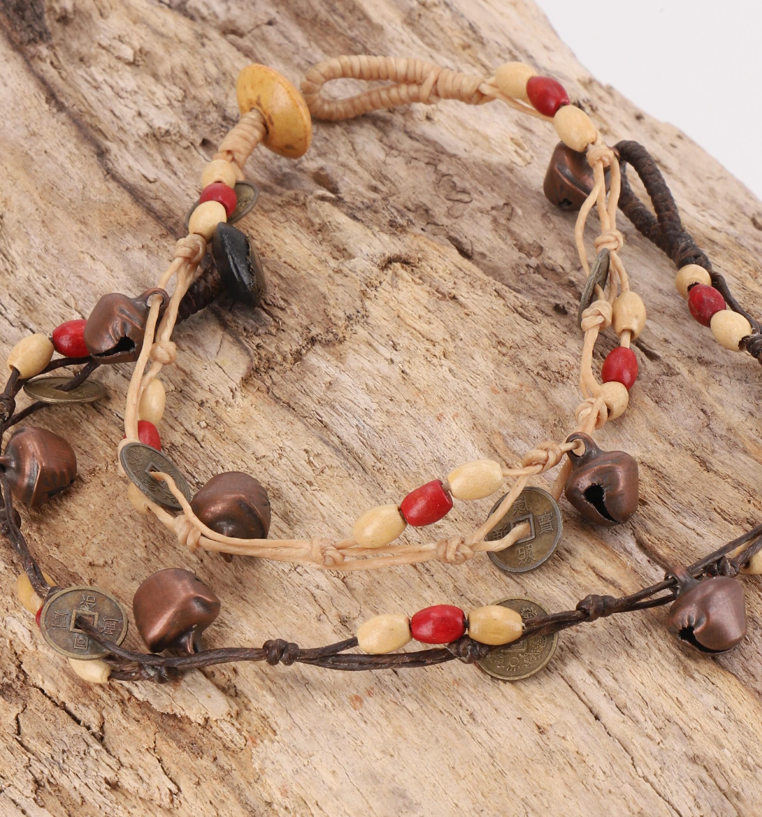 Guru-Shop Fußkette Fußkette Makramee mit Glöckchen, Boho..