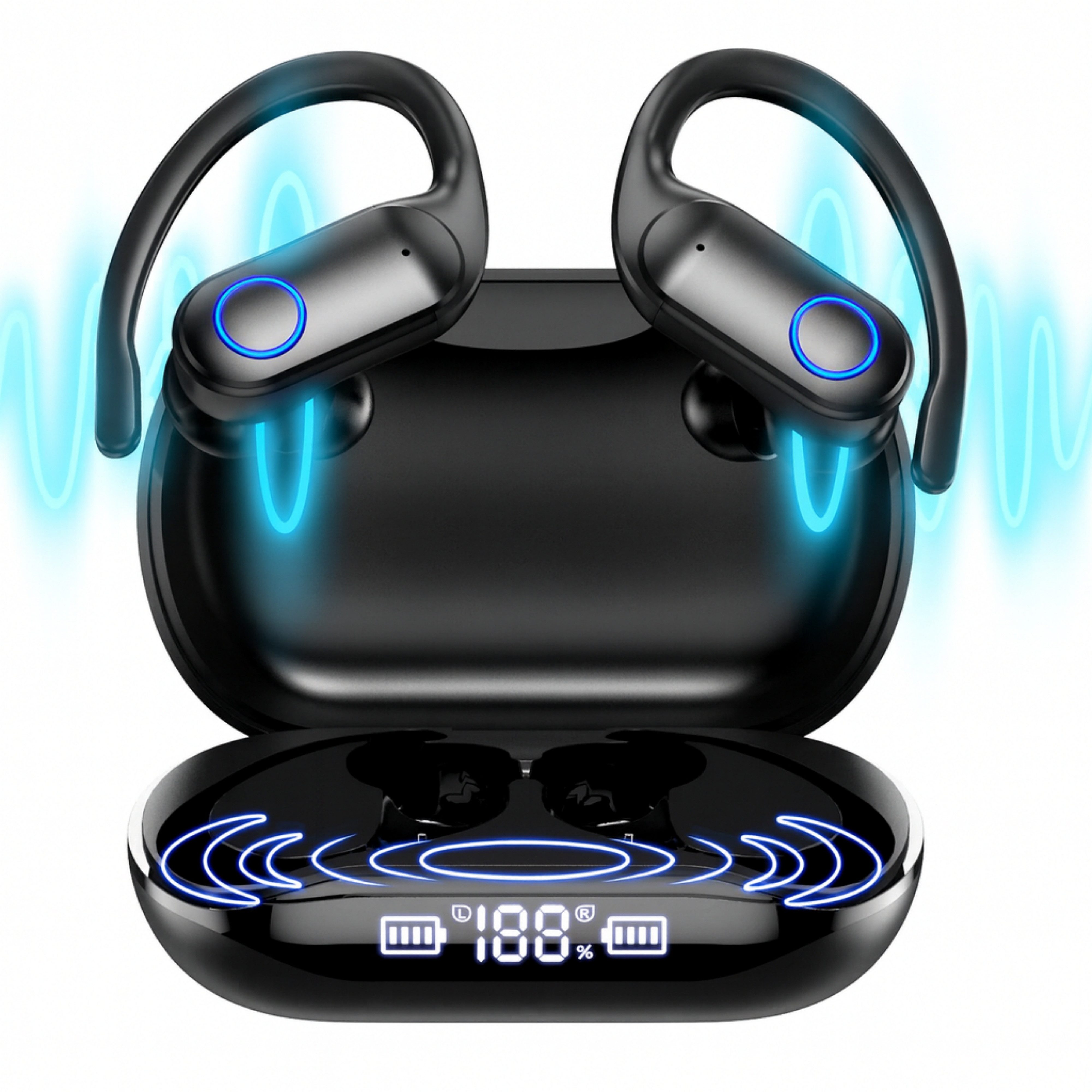 Forrlite Open Ear Навушники, In Ear Ohrhörer, Bluetooth 5.4 Sport-Kopfhörer Відкриті навушники (für Übung, Büro und Langzeitgebrauc, Bluetooth Навушники,IPX5, Reduzierung des Anrufrauschens und Intelligente Bassoptimierung, Wasserdicht,24 Std.Laufzeit & LED-Akkuanzeige–HiFi Klang, 3 mm Treiber)