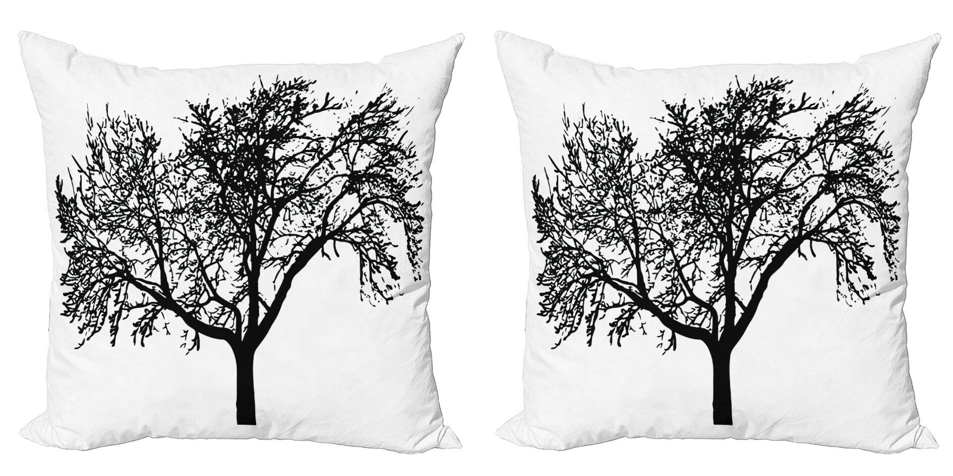 Silhouette Kissenbezüge Zweige Baum Digitaldruck, Doppelseitiger Stück), Abakuhaus Accent Kahle (2 Modern Kunst