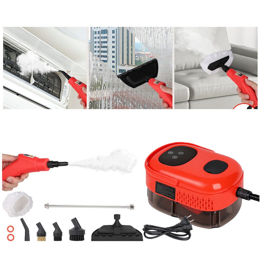 QUBEBU Handdampfreiniger 2500W Tragbarer Dampfreiniger Multifunktionaler Handdampfreiniger, 2500,00 W, mit 6 Geschwindigkeiten einstellbar und 3 Arten von Bürstenköpfen.