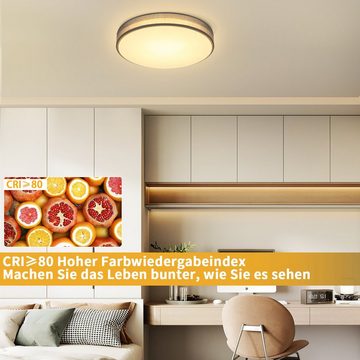 Nettlife LED Deckenleuchte Schlafzimmer Dimmbar mit Fernbedienung 38CM Rund Modern Stoff Grau, LED fest integriert, Warmweiß, Neutralweiß, Kaltweiß, Wohnzimmer Schlafzimmer Flur