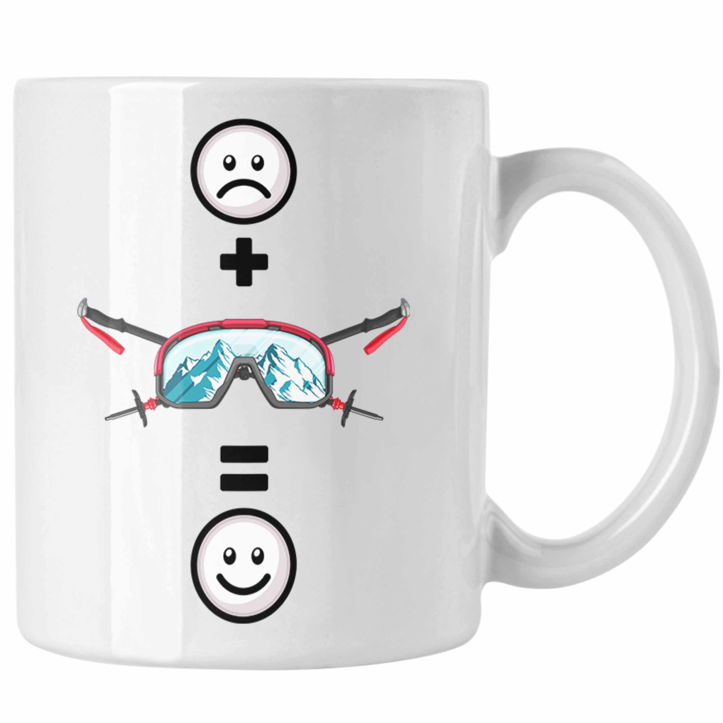 Trendation Tasse Ski Tasse Geschenk für Skifahrer :(Ski Brille) Lustige Geschen Weiss