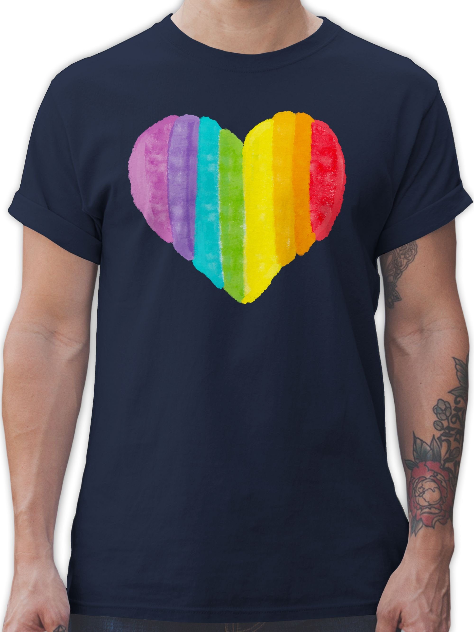Shirtracer T-Shirt Regenbogen Herz LGBT Kleidung günstig online kaufen