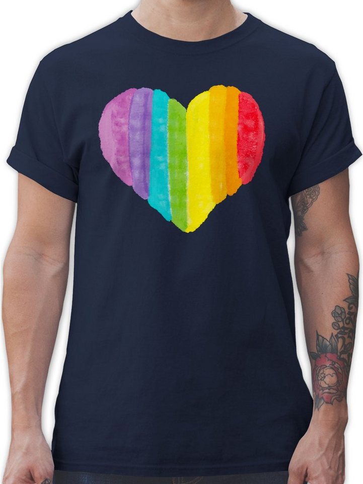 Shirtracer T-Shirt Regenbogen Herz LGBT Kleidung