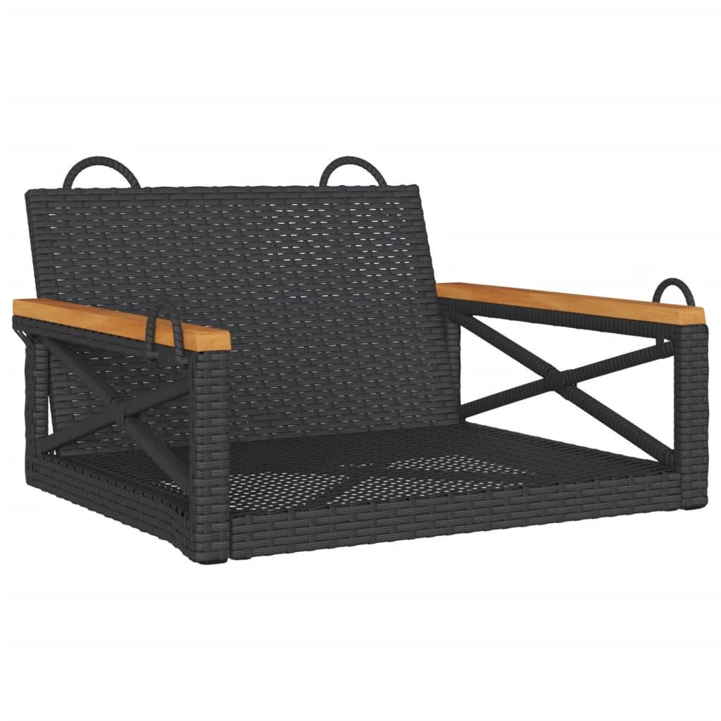 vidaXL Gartenbank Hängesessel Schwarz 63x62x40 cm Poly Rattan (1-St)