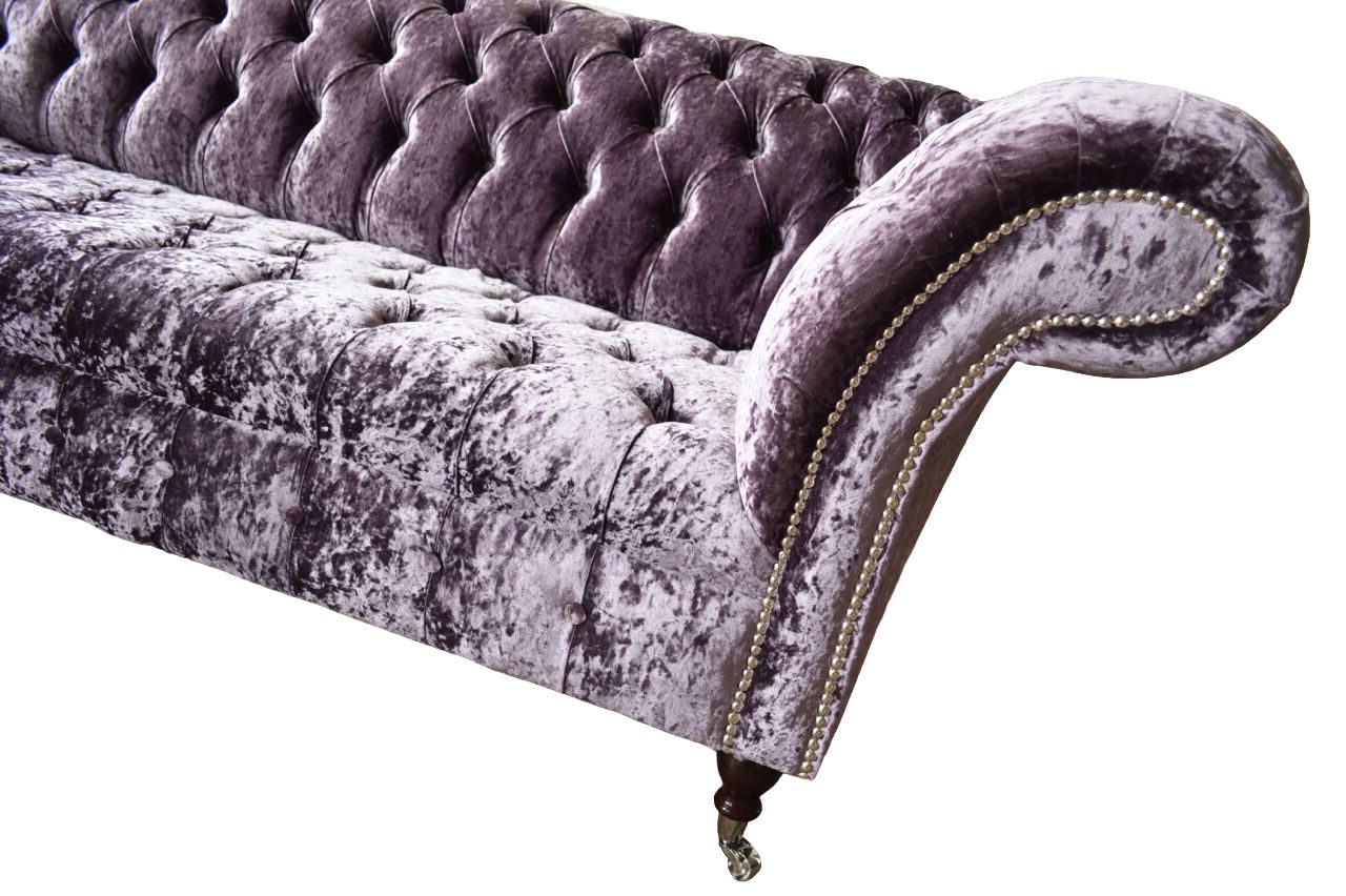 Sitzer, Stoff Lila Europe JVmoebel in 3 Designer Couch Möbel Made Samt Textil Sofa Chesterfield