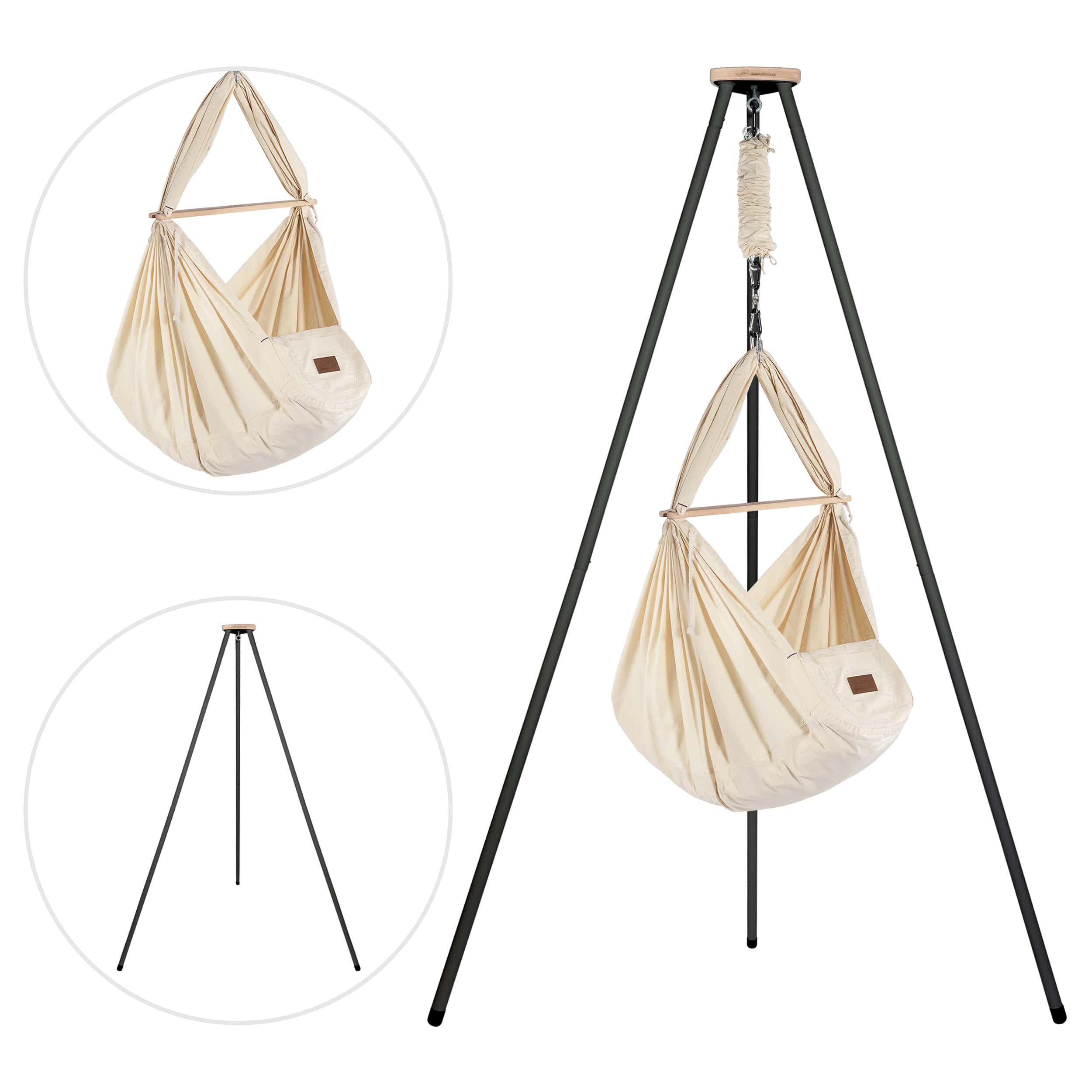 Stubenbett Federwiege Bio mit Tipi Anthrazit