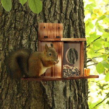 relaxdays Futterspender Eichhörnchen Futterhaus mit 2 Eingängen