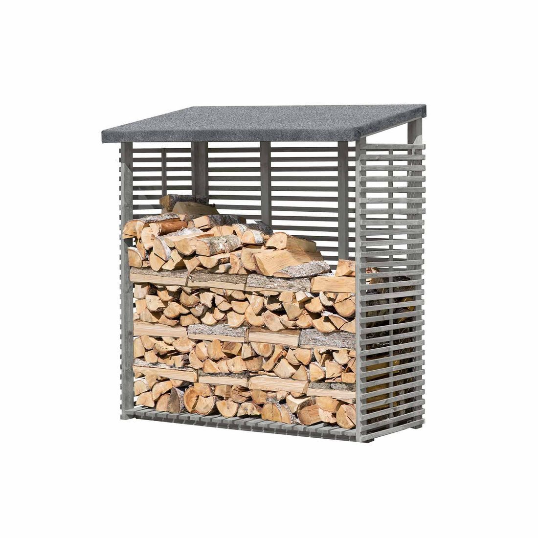 Gartenpirat Kaminholzregal mit Rückwand in grau günstig online kaufen