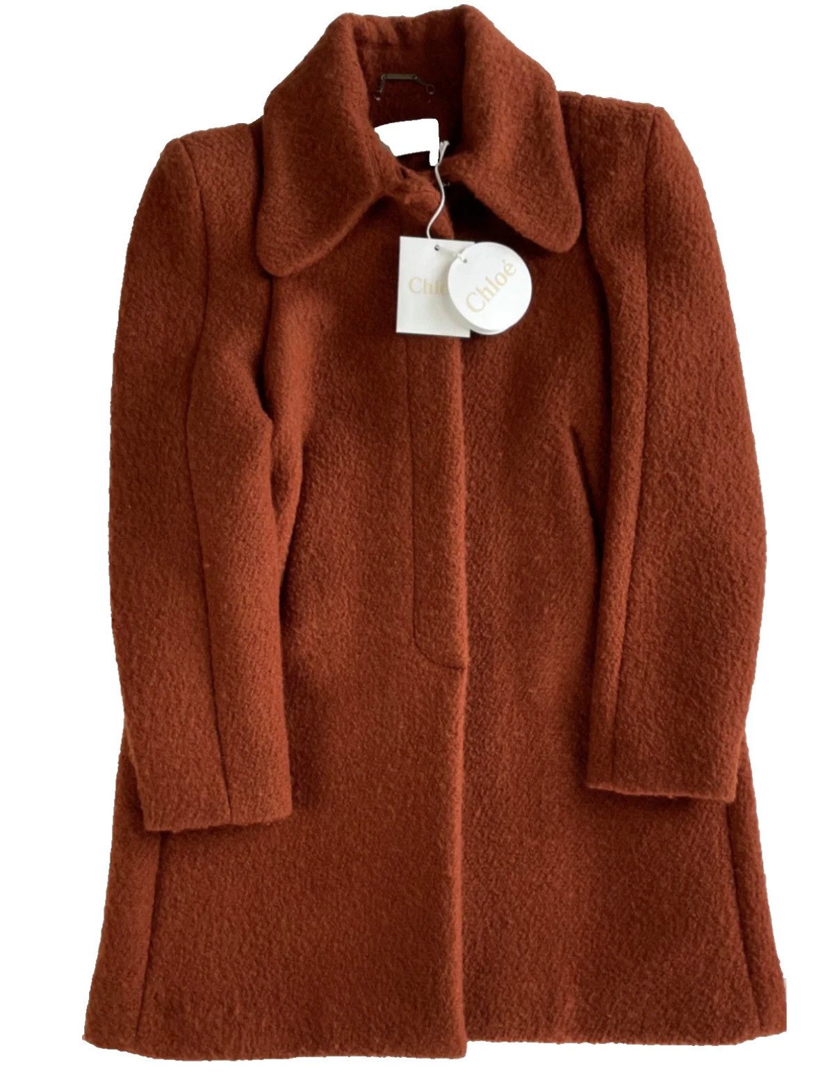 Chloé Wintermantel Jacke Französische Eleganz in terracottafarbener Crépon-Struktur Edle Crépon-Oberfläche mit charakteristischer Struktur