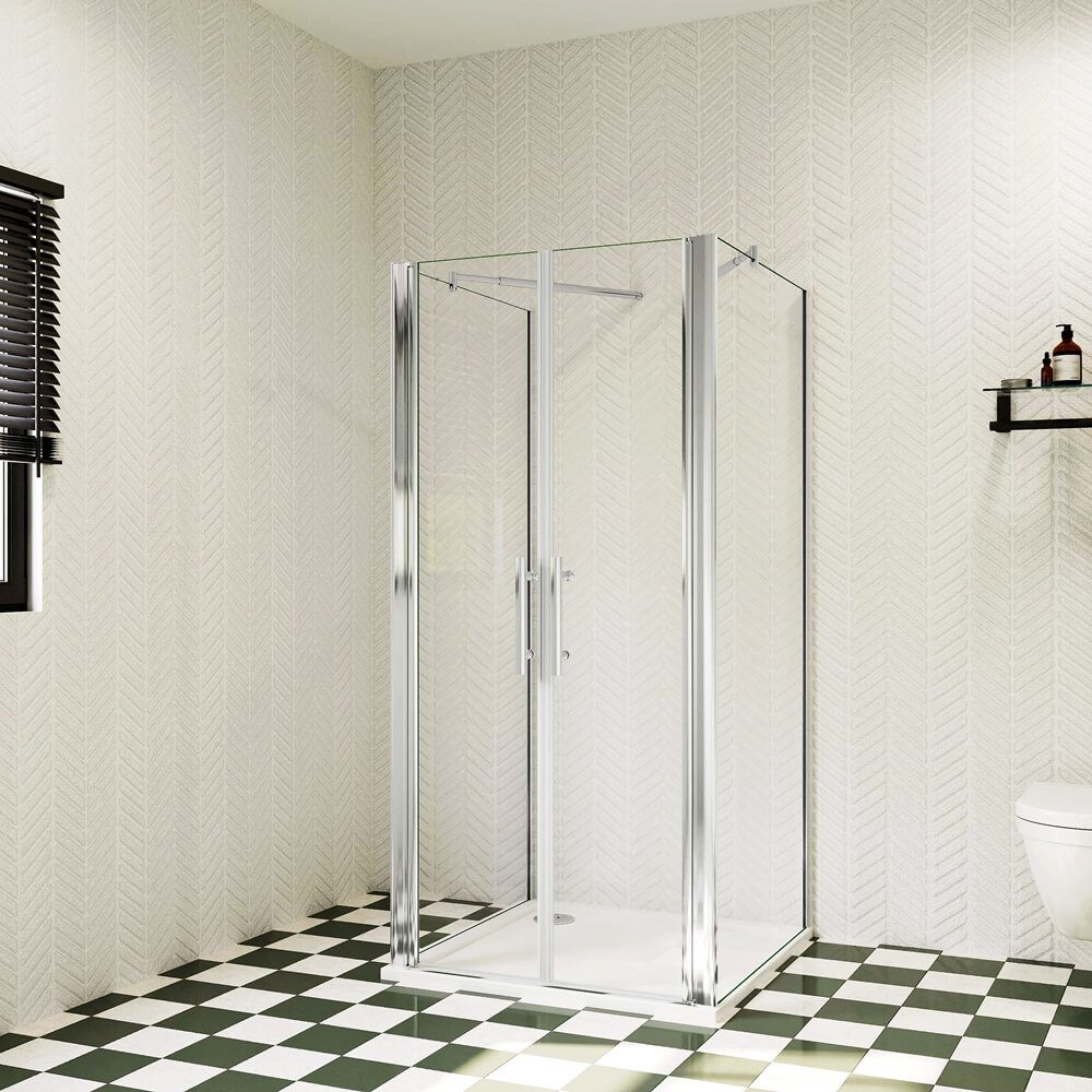 duschspa Komplettdusche ESG U-Form Duschkabine Pendeltür Schwingtür + 2x Seitenwänden, BxT: 75x70 cm, Einscheibensicherheitsglas, Sicherheitsglas, Set, ebenerdiger Einbau möglich