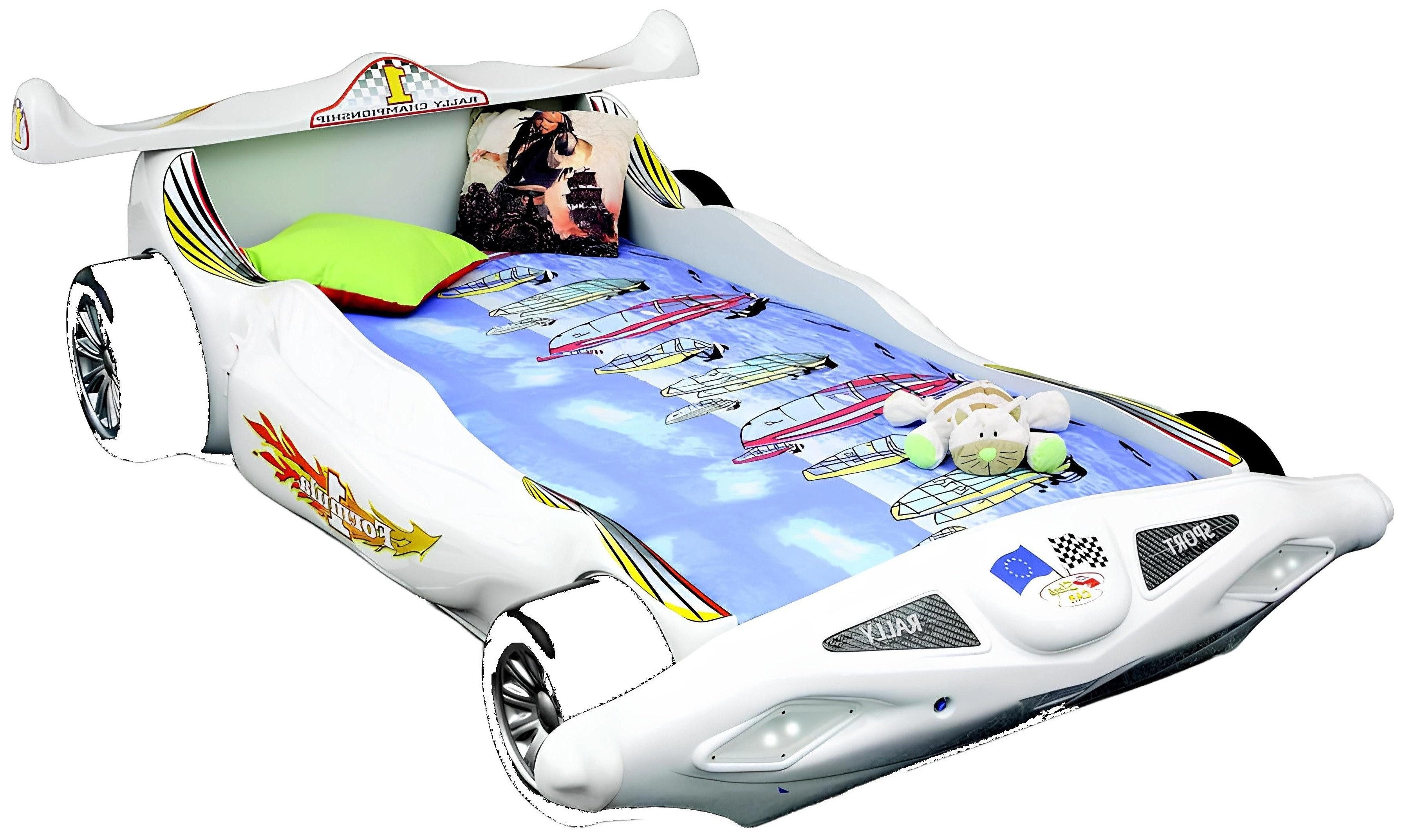Xlmoebel Autobett Neu Luxuriöses Rennauto-Design Kinderbett aus Holz für Kinderzimmer (Weiß Kinderbett Formula 1), Hergestellt in Europa