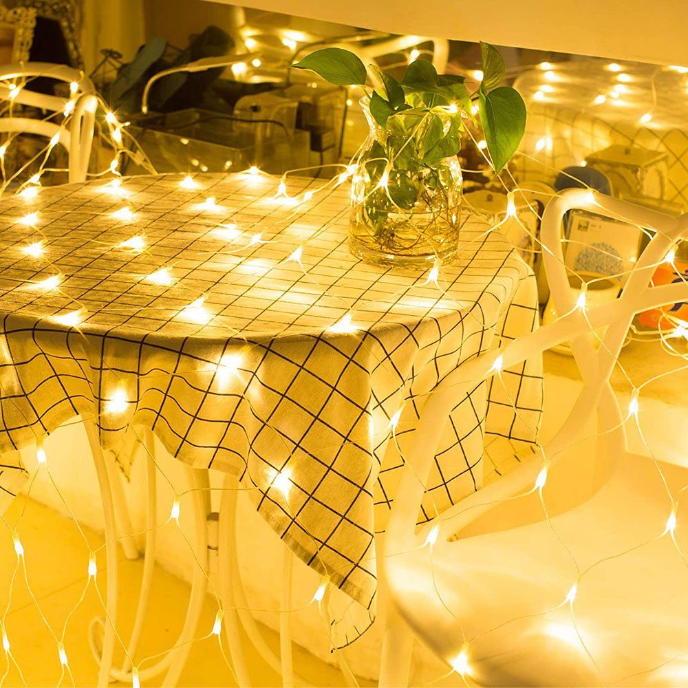 Warmweiß für Weihnachten Lichtervorhang Deko 880-flammig, Modi Lichtketten LED-Lichternetz Zimmer LED MUPOO Lichternetz,Lichterkette 8 Timer, mit mit Netz Stecker Fernbedienung