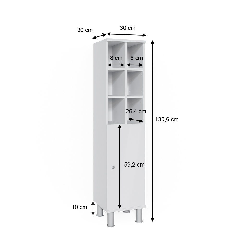 Weiß FYNN Vicco Badezimmerschrank Midischrank