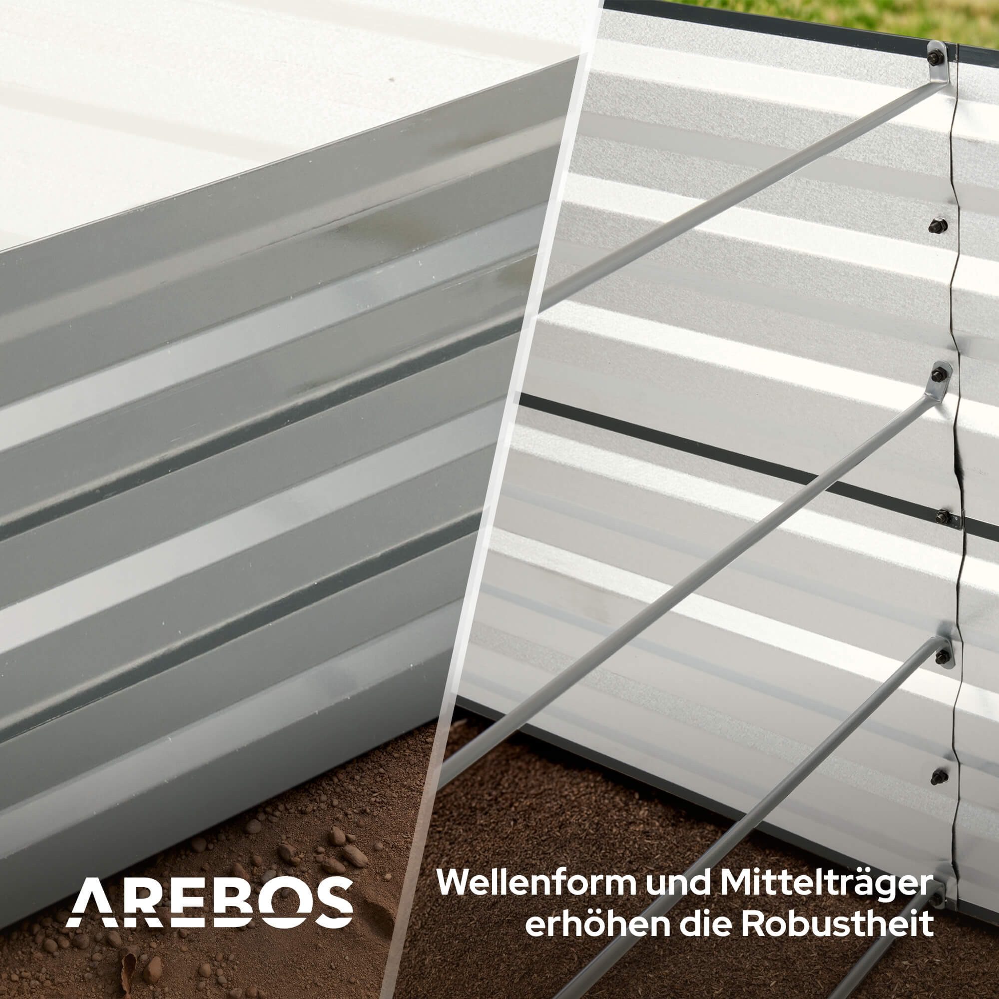 Arebos Hochbeet Gartenbeet Pflanzbeet Gemüsebeet für Garten & Terrasse 240x90x79 cm (Max. Belastbarkeit: 1700 kg), Witterungs- & UV-beständig – Bild 5 von 5