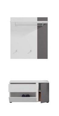 möbelando Garderoben-Set Kato, in weiß/anthrazit grau. Abmessungen (BxHxT) 85x190x37 cm