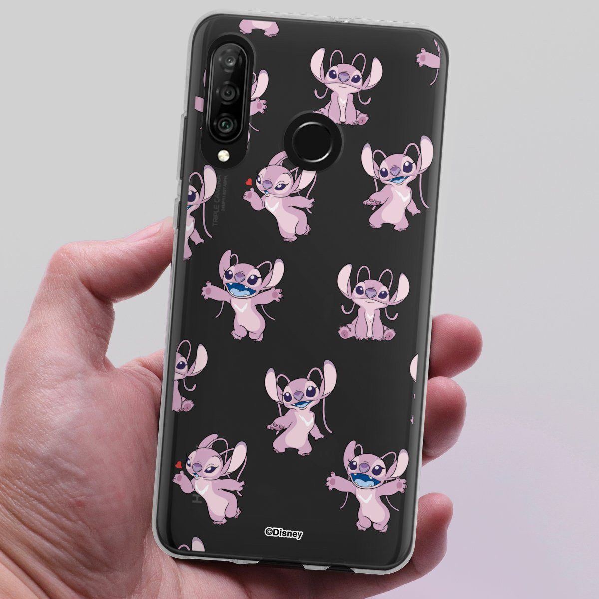 DeinDesign Handyhülle Lilo & Stitch Engel Disney Angel Faces Pattern Transparent, Huawei P30 Lite Premium Silikon Hülle Bumper Case Handy Schutzhülle