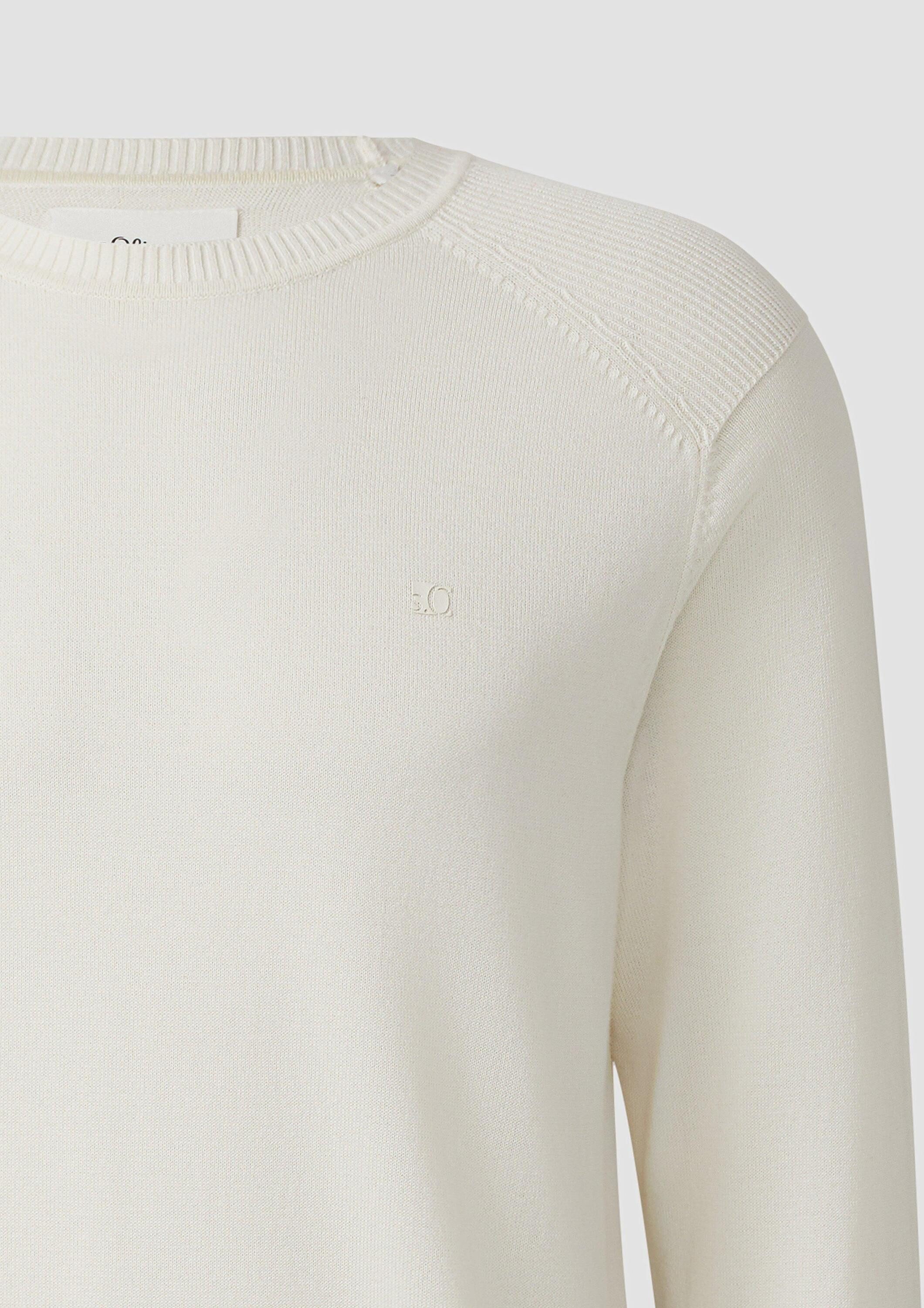 s.Oliver Longpullover Strickpullover Pullover aus Moulinéstrick mit Crew Neck und Raglanärmeln