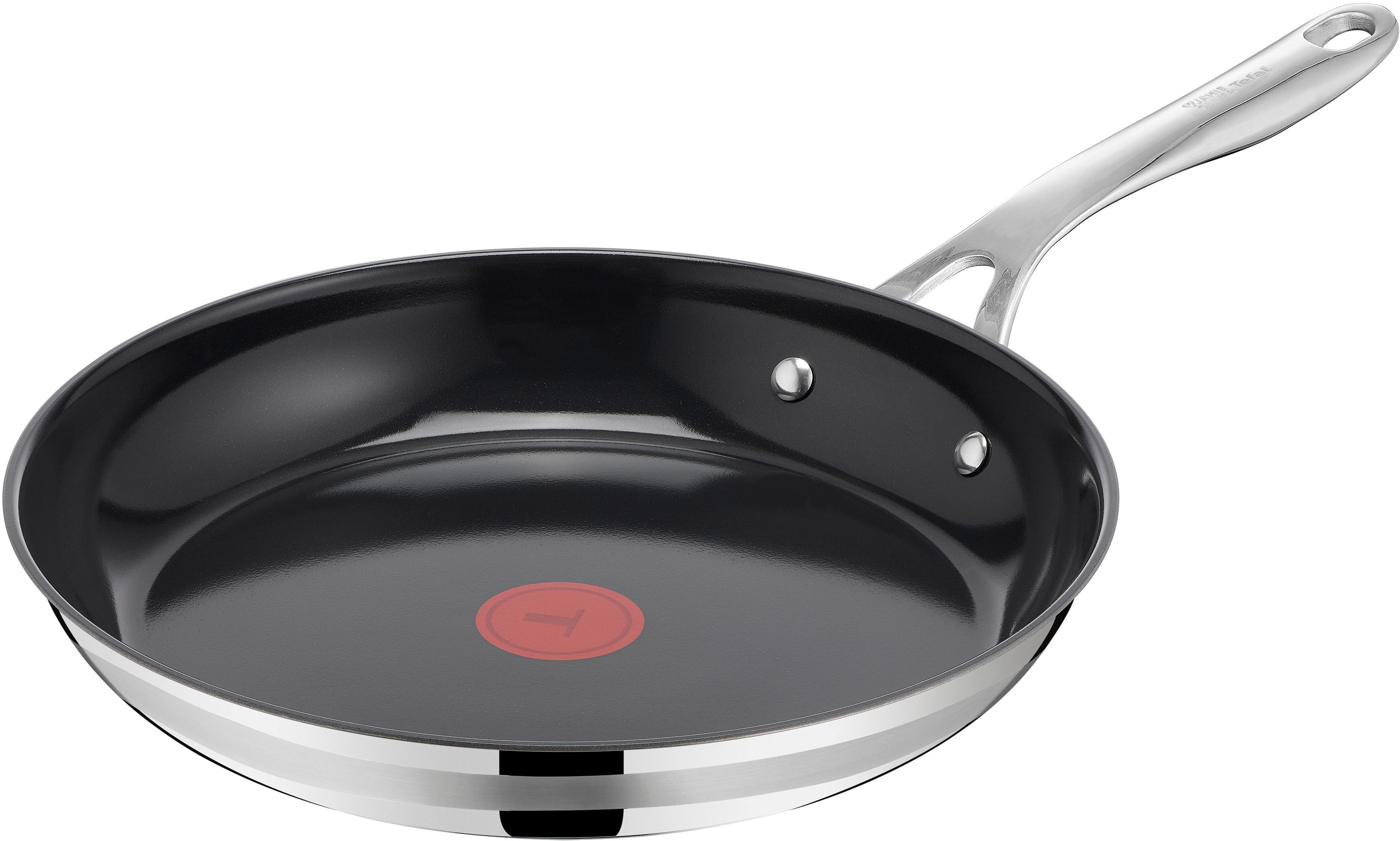 Tefal Bratpfanne Jamie Oliver Smart Cook, Edelstahl (Set, 2-tlg), Antihaftbeschichtete Keramikoberfläche, Thermo-Spot, Induktion