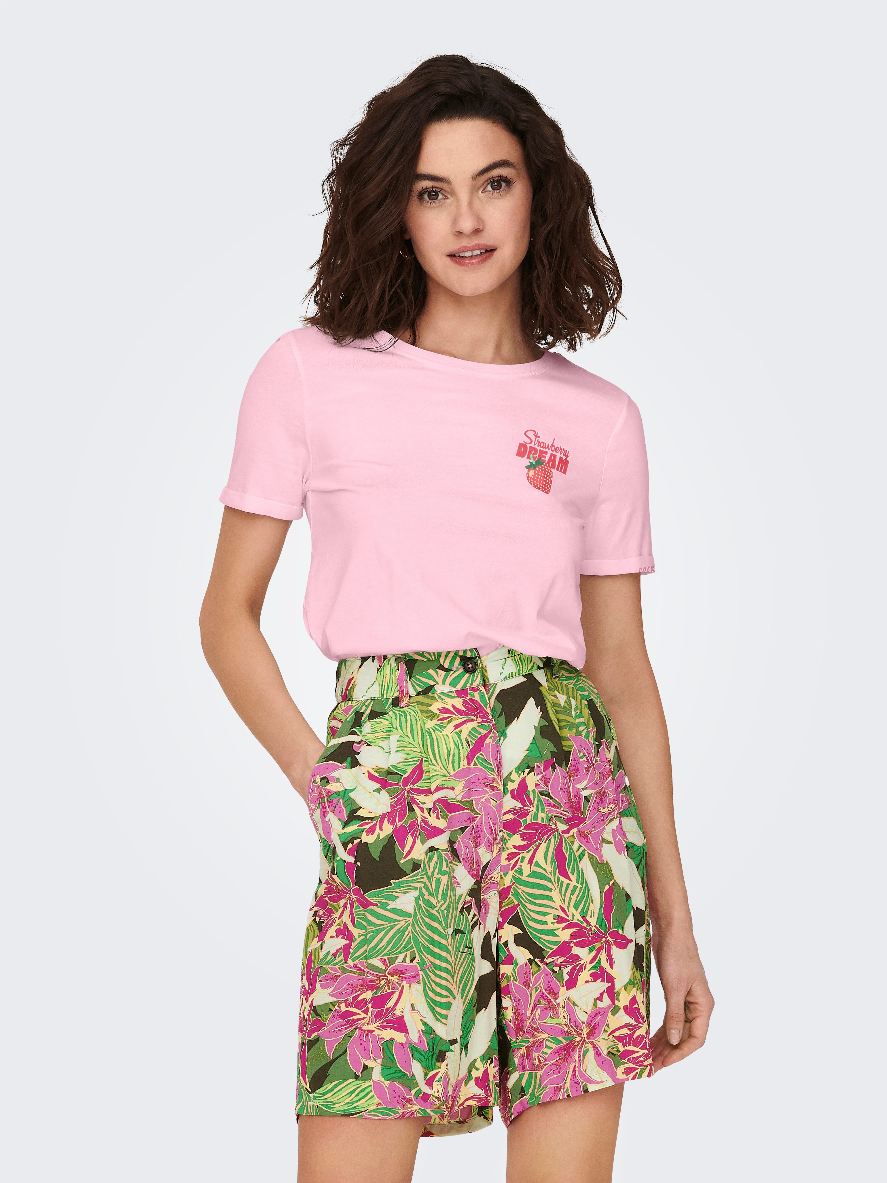 ONLY T-Shirt ONLKITA S/S DRINKS TOP BOX JRS Baumwolle, regular fit, Rundhal günstig online kaufen