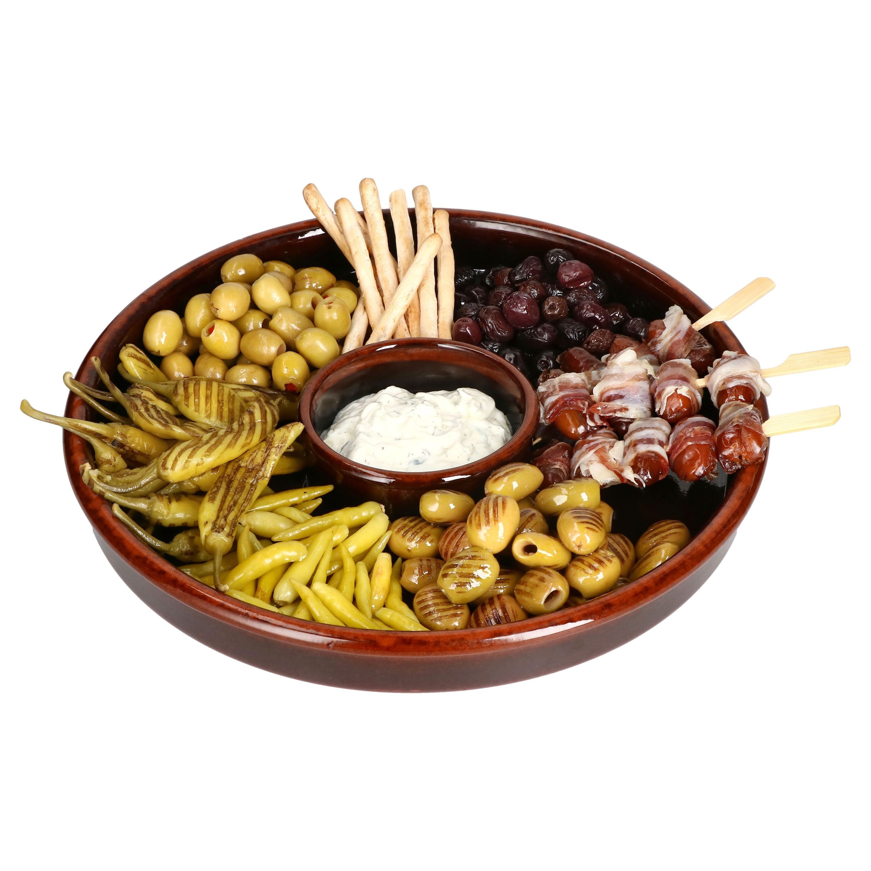 Tapas-Schale Juego Tapas Schale Ø33,5cm Ton Cazuela groß Dipschälchen Antipasti