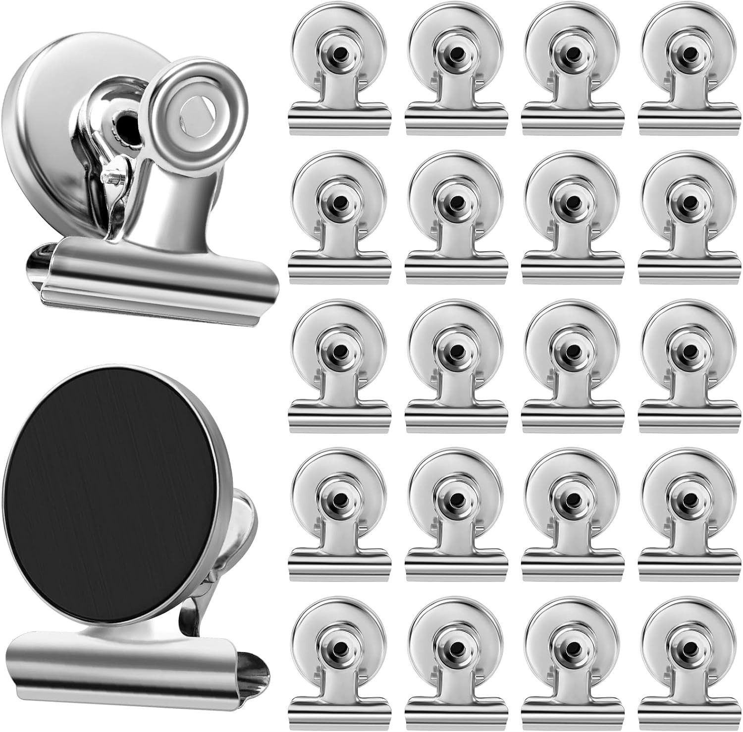 FELIXLEO Magnettafel 20 Stück Kühlschrank Magnete Magnetclips Stark Weißtafel Büro Silber